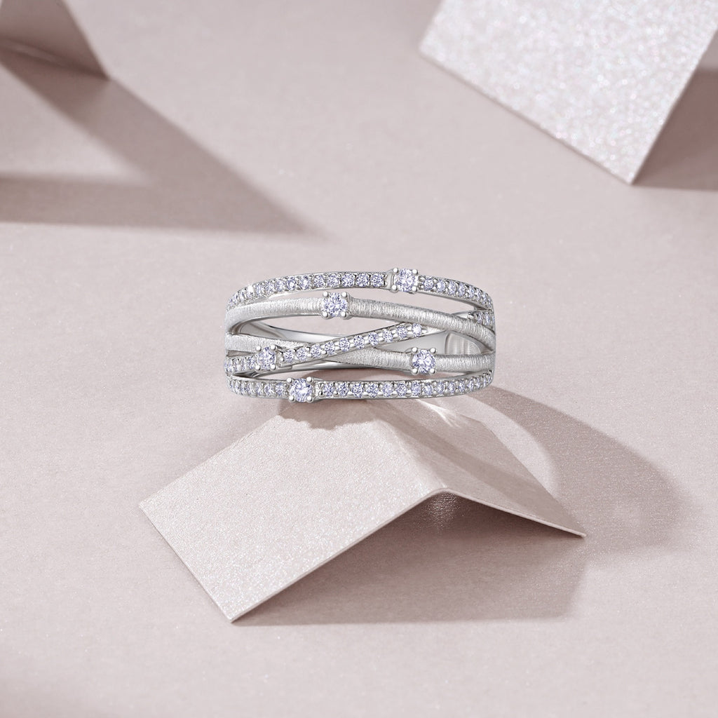 Split Moissanite Band Ring in Sterling Silver