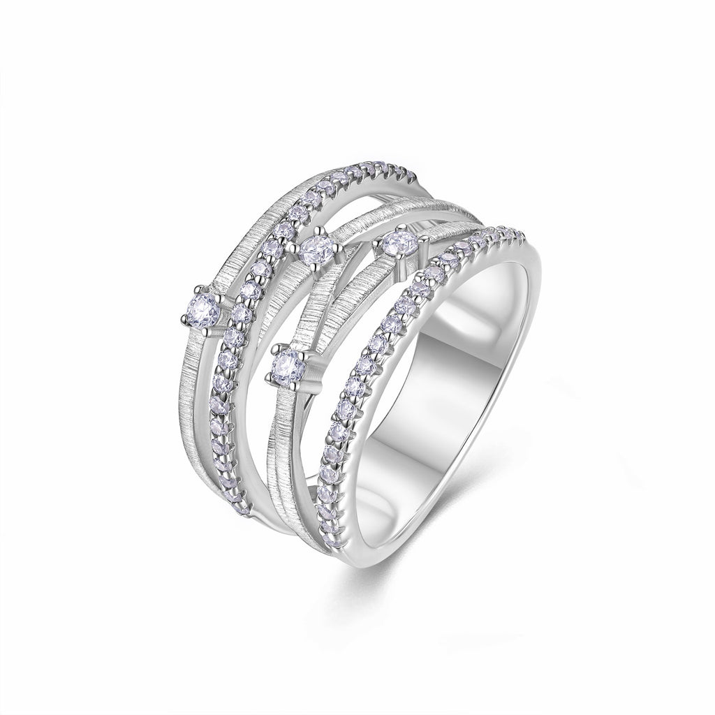 Coil Moissanite Band Ring in Sterling Silver