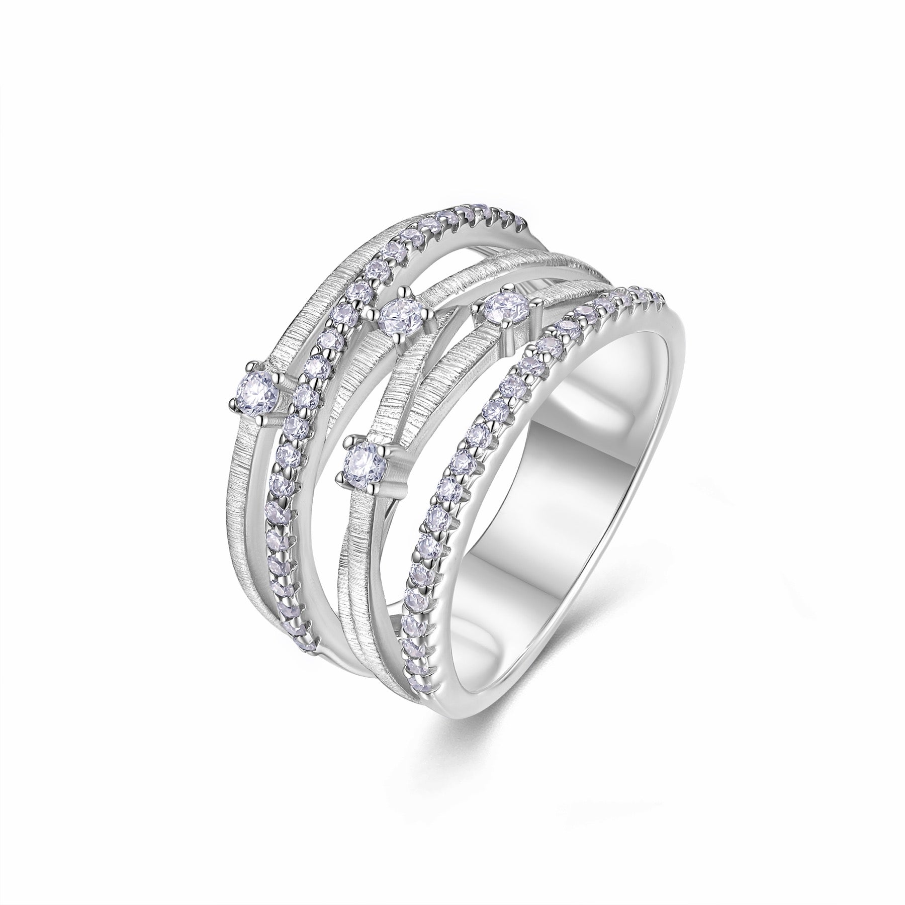Coil Moissanite Band Ring in Sterling Silver