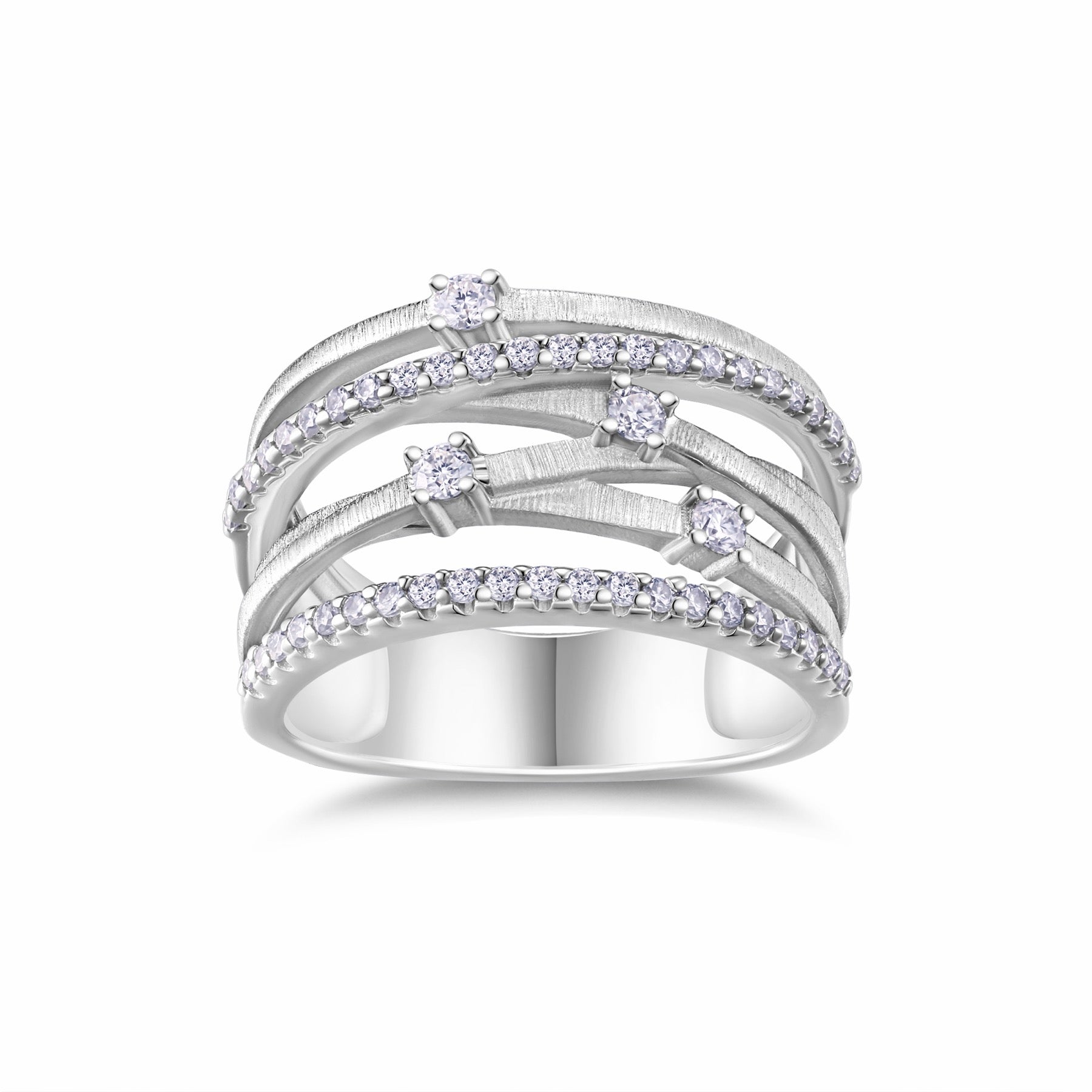Coil Moissanite Band Ring in Sterling Silver