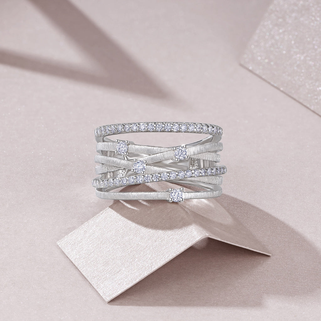 Coil Moissanite Band Ring in Sterling Silver