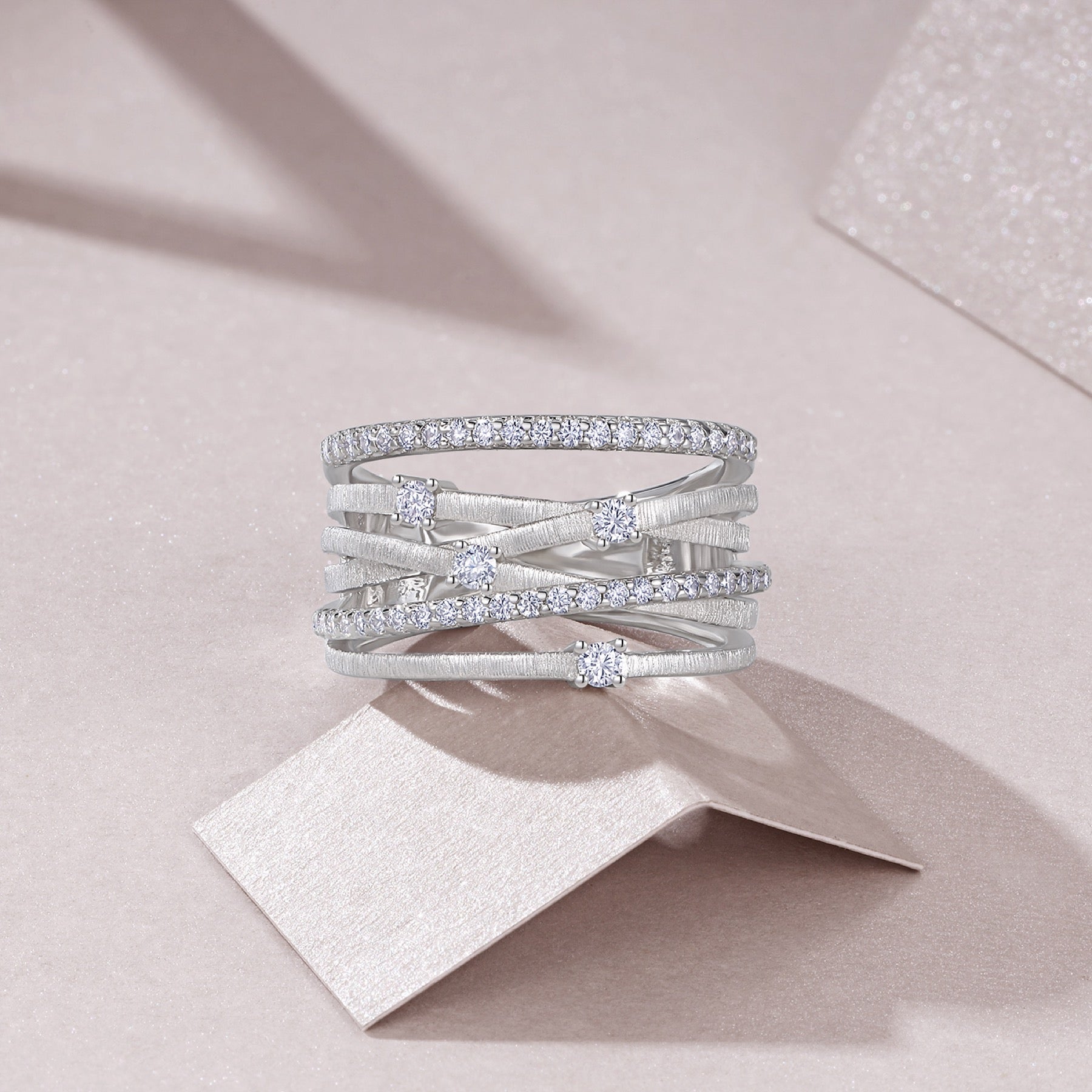 Coil Moissanite Band Ring in Sterling Silver