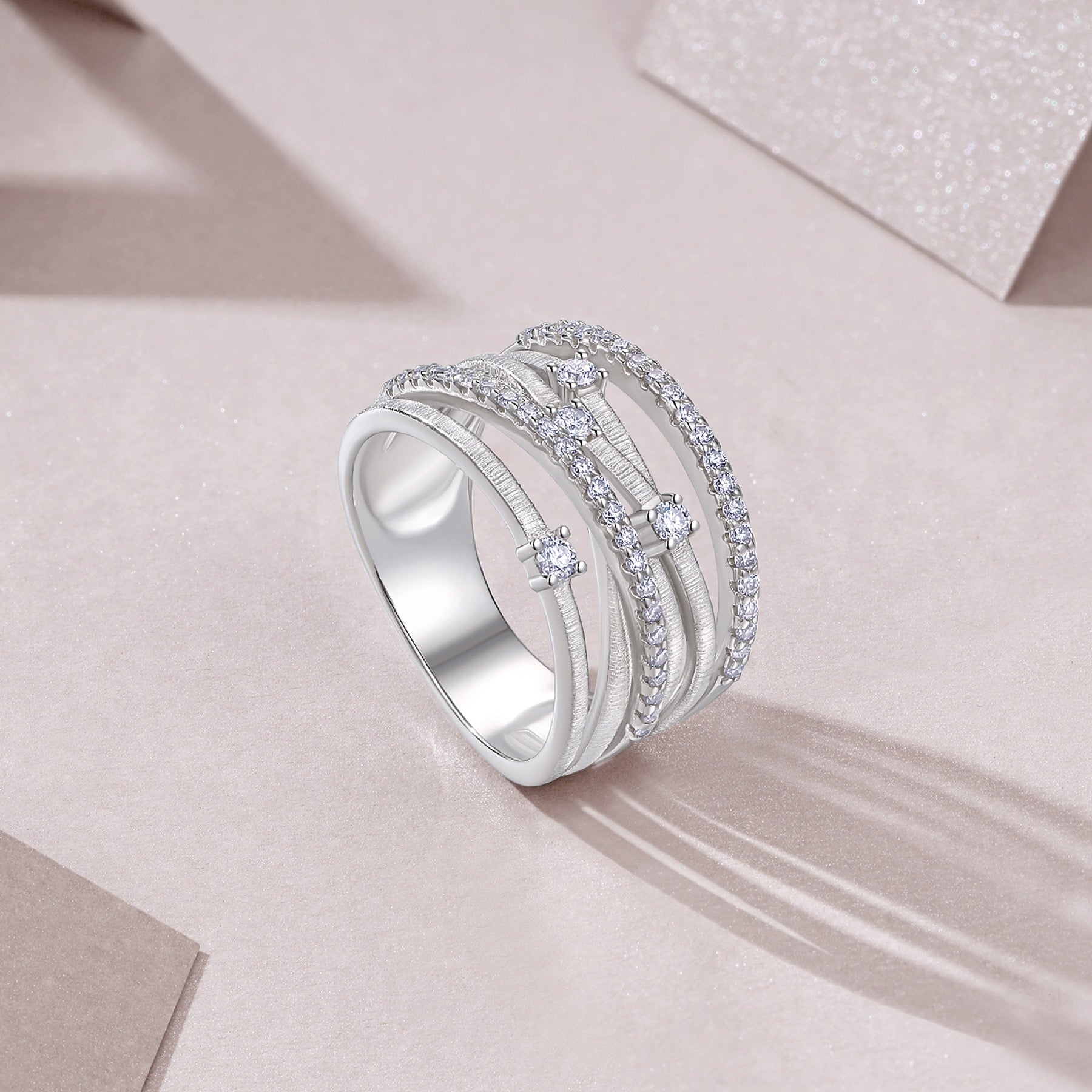 Coil Moissanite Band Ring in Sterling Silver