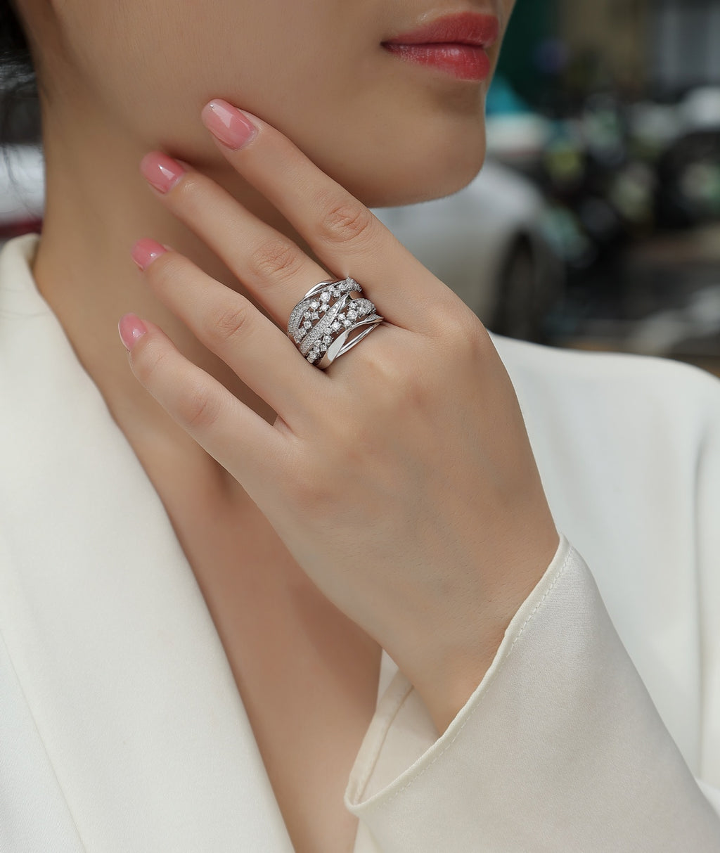Bloomway Moissanite Band Ring in Sterling Silver