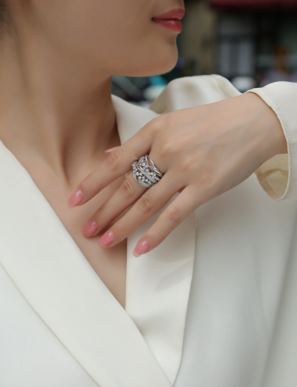 Bloomway Moissanite Band Ring in Sterling Silver
