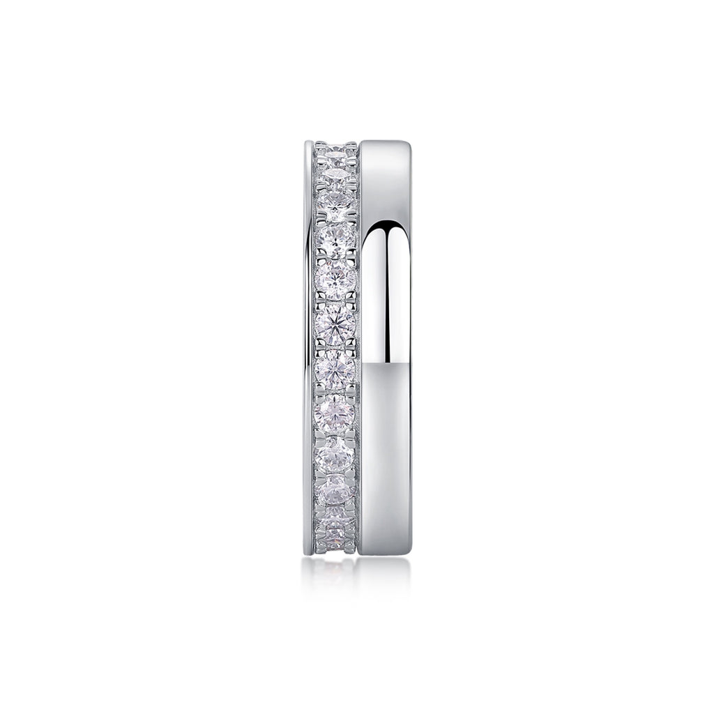 Rhomb Moissanite Eternity Band Ring in Sterling Silver