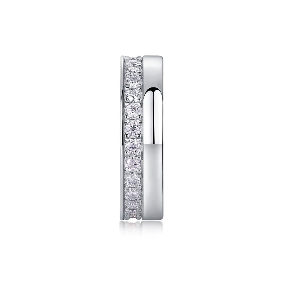 Rhomb Moissanite Eternity Band Ring in Sterling Silver