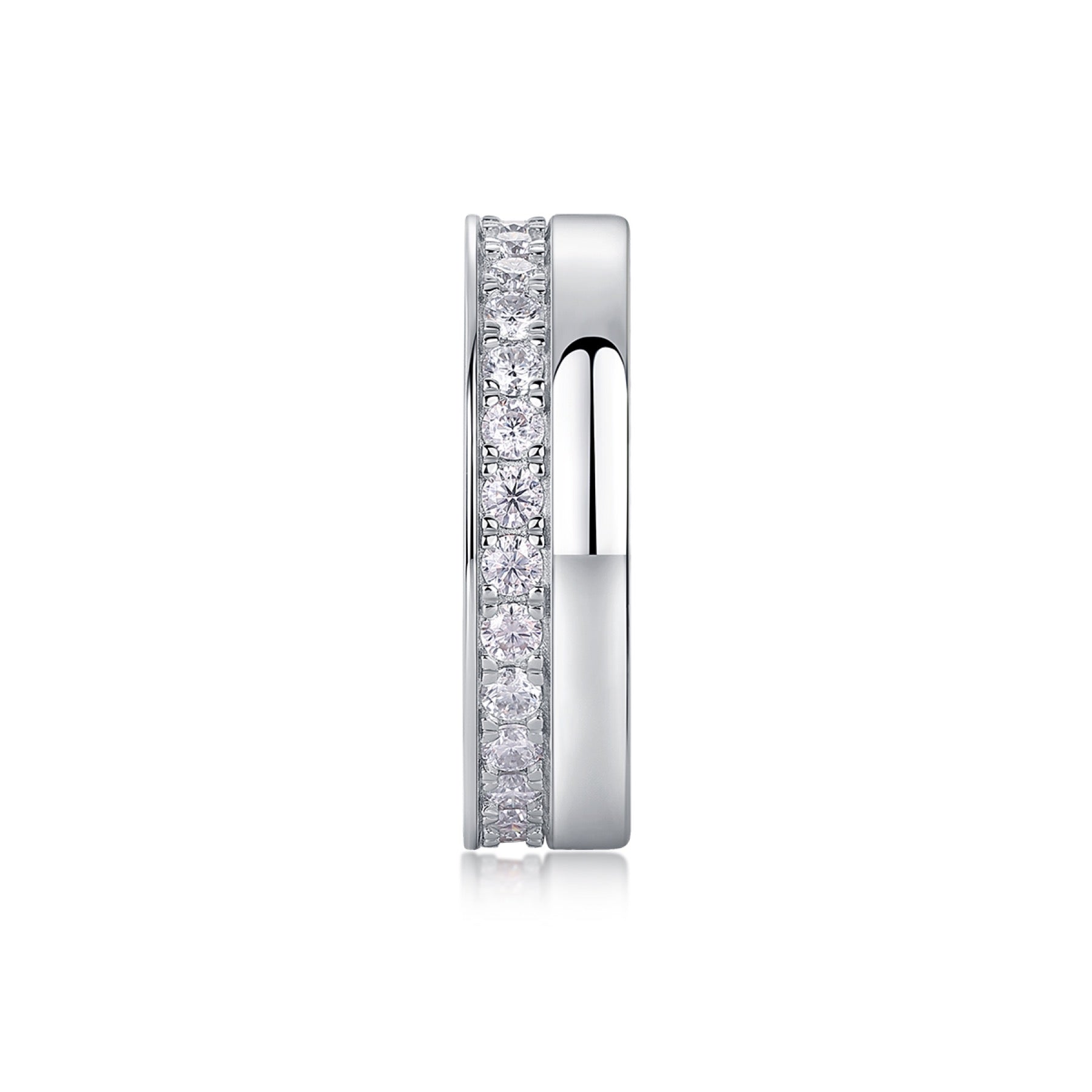 Rhomb Moissanite Eternity Band Ring in Sterling Silver