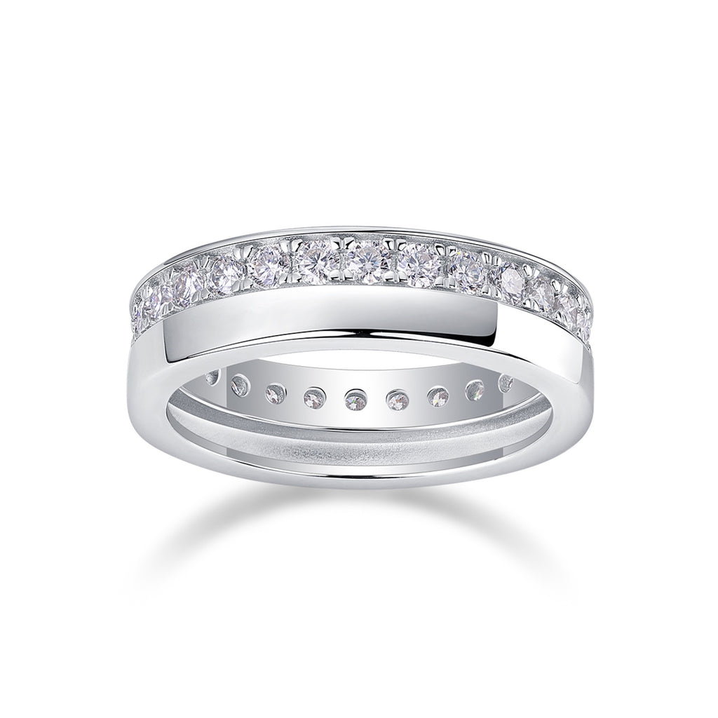 Rhomb Moissanite Eternity Band Ring in Sterling Silver