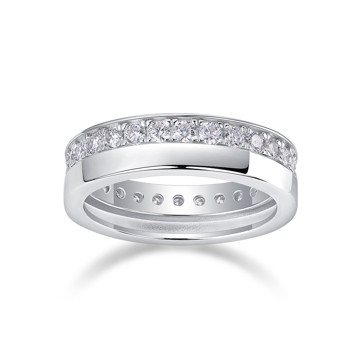 Rhomb Moissanite Eternity Band Ring in Sterling Silver
