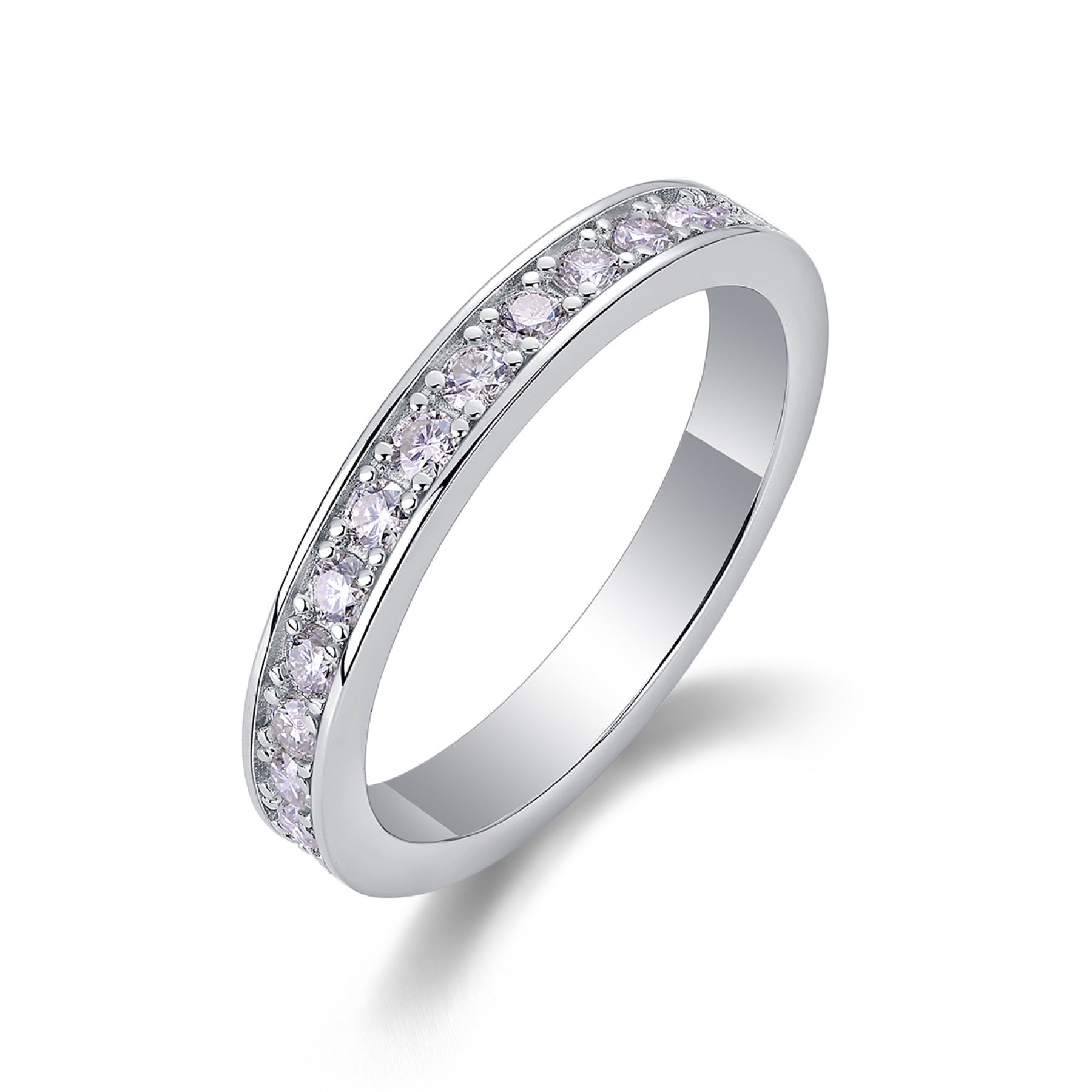 Nightsong Moissanite Eternity Band Ring in Sterling Silver