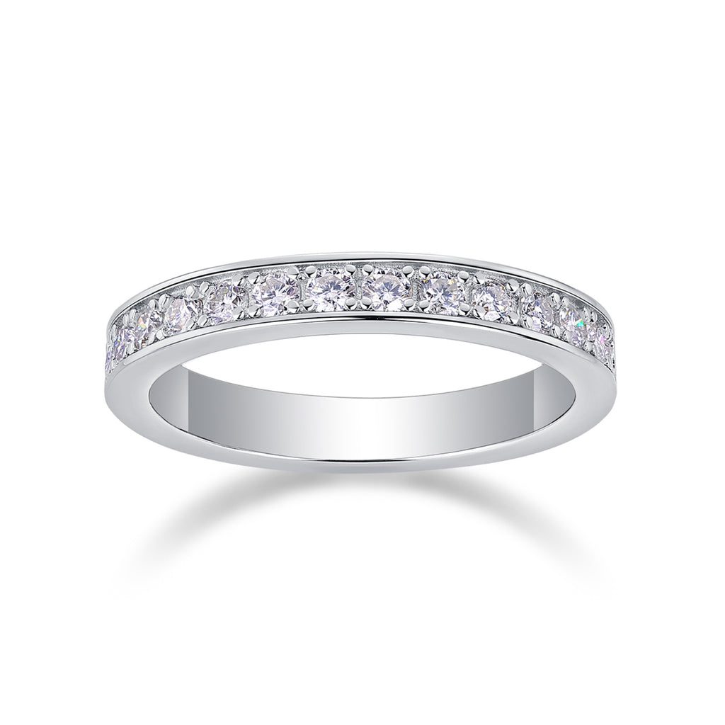 Nightsong Moissanite Eternity Band Ring in Sterling Silver