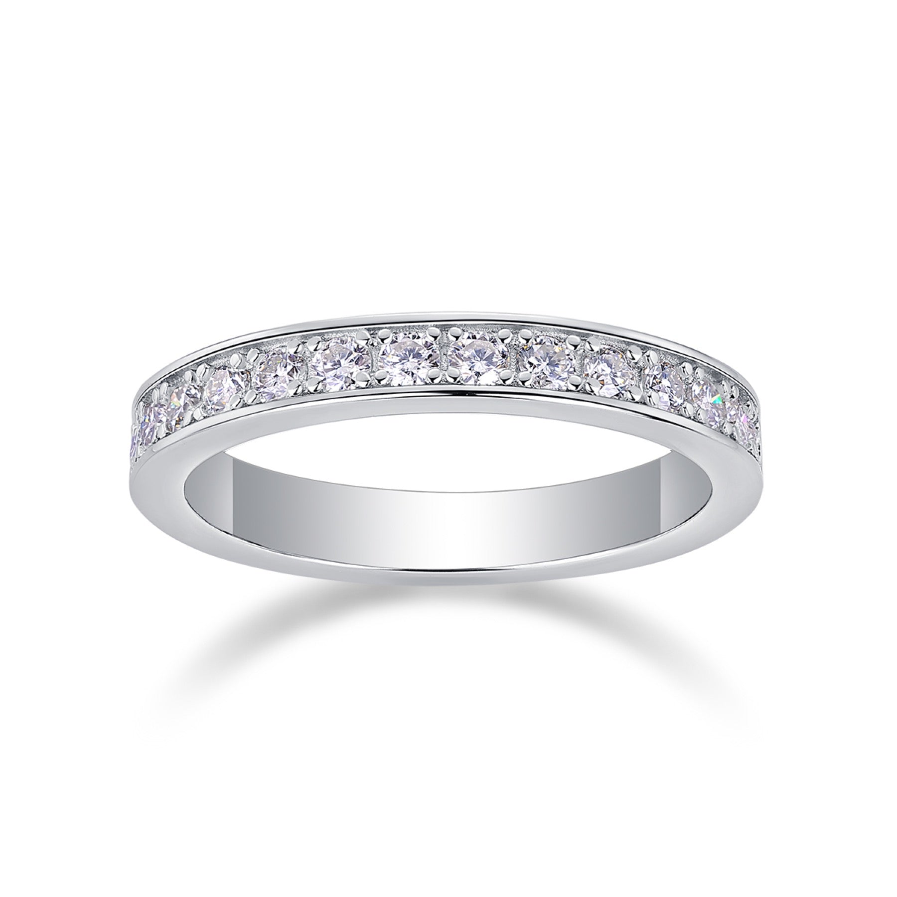 Nightsong Moissanite Eternity Band Ring in Sterling Silver