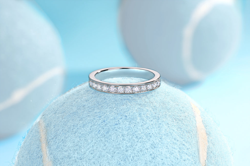 Nightsong Moissanite Eternity Band Ring in Sterling Silver