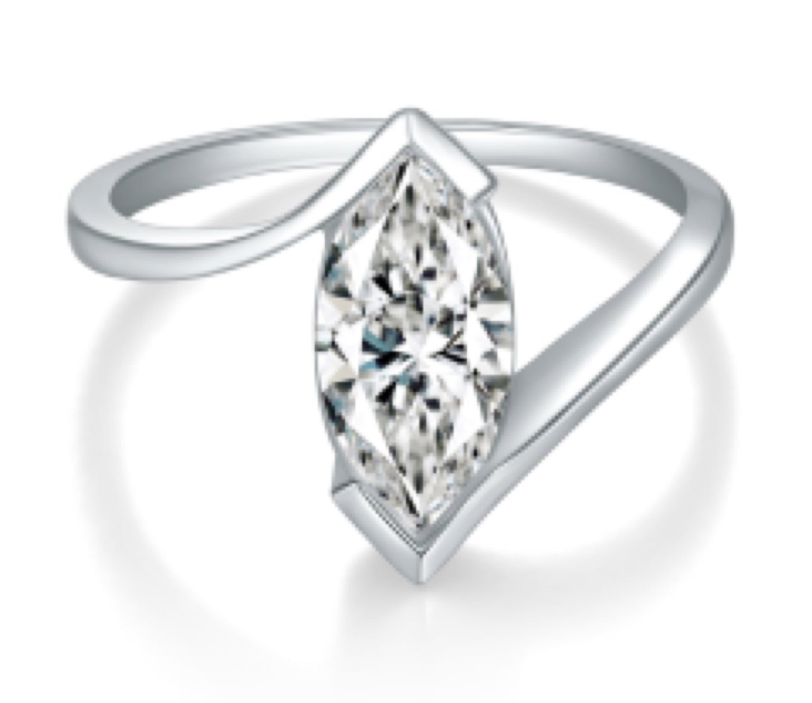 Marquise Marquise-Cut Moissanite Solitaire Ring in Sterling Silver