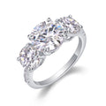 Triradiance 3 Carat Moissanite Three-Stone Ring in Sterling Silver