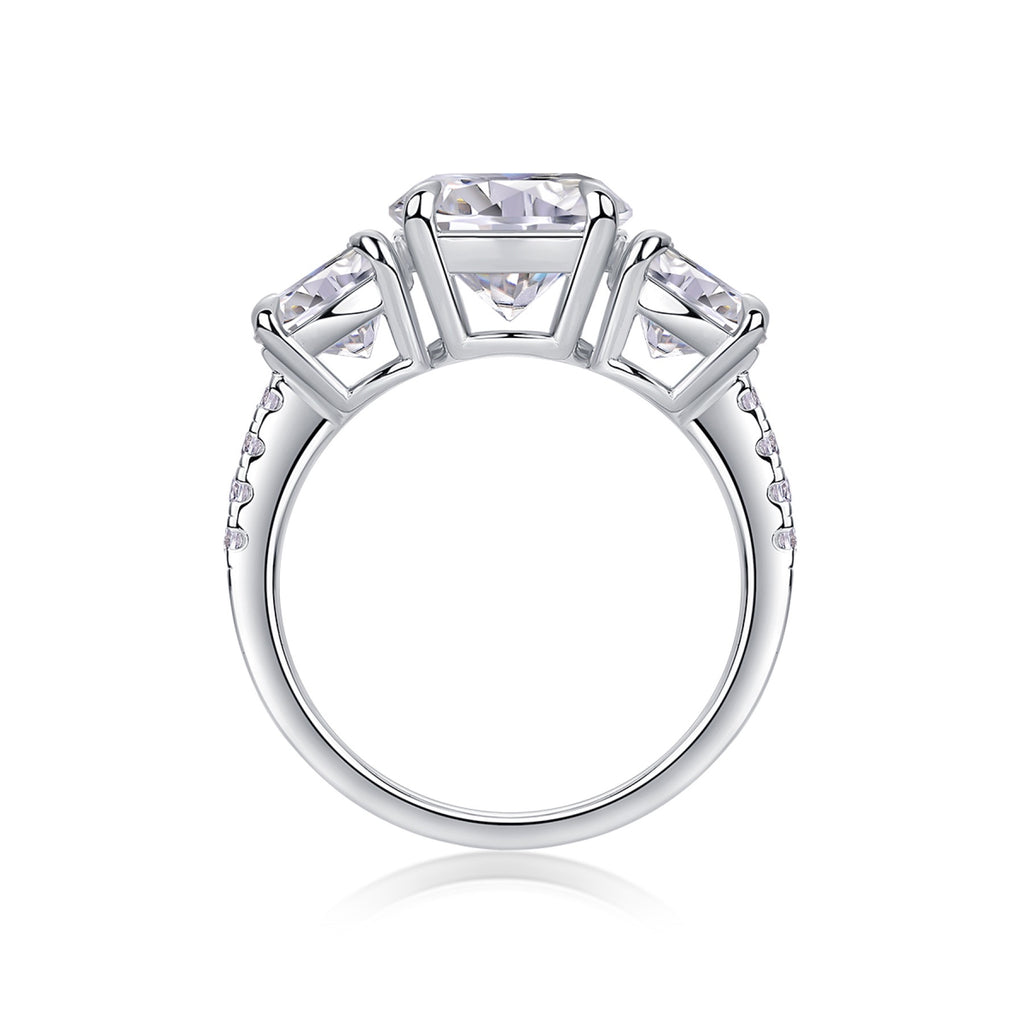 Triradiance 3 Carat Moissanite Three-Stone Ring in Sterling Silver