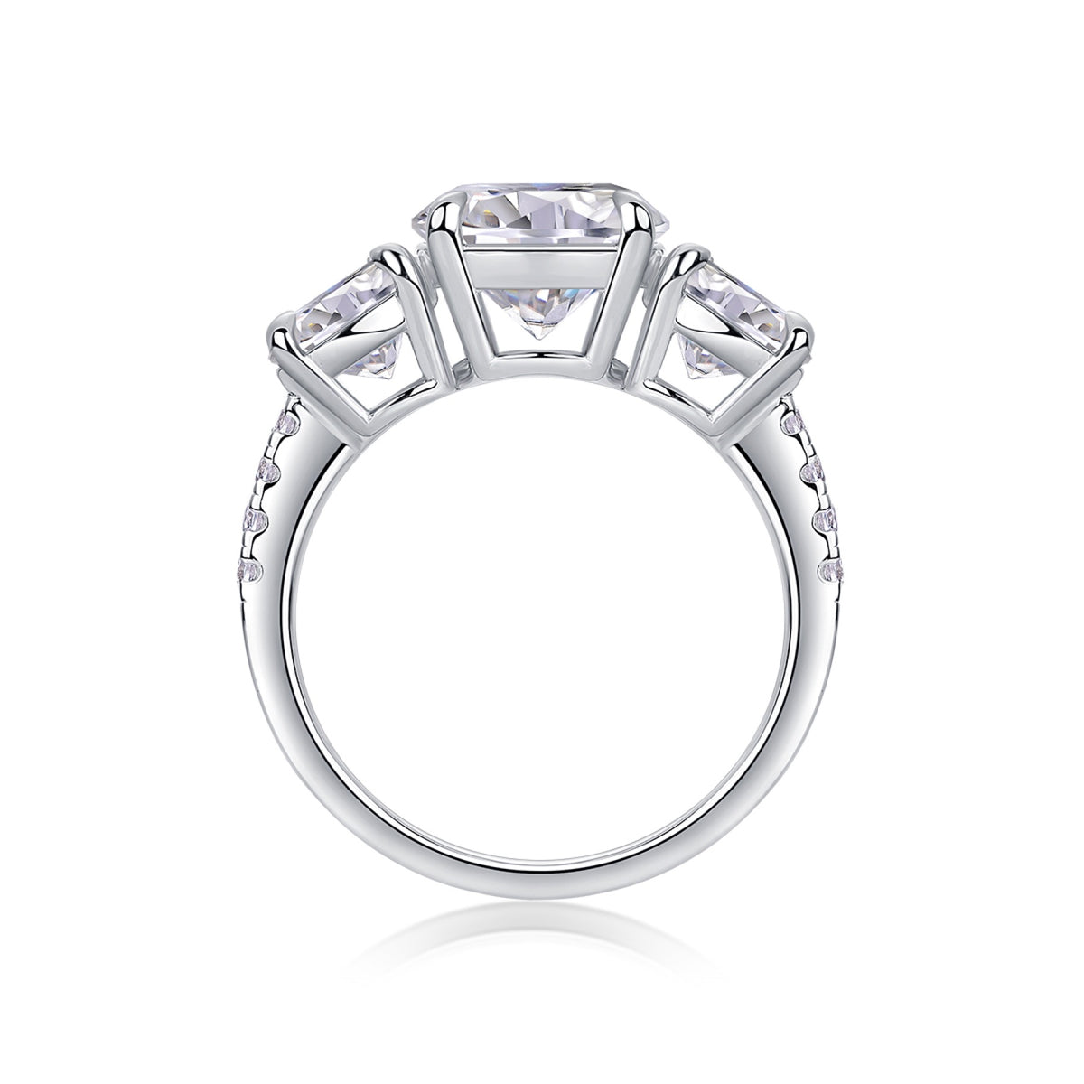 Triradiance 3 Carat Moissanite Three-Stone Ring in Sterling Silver