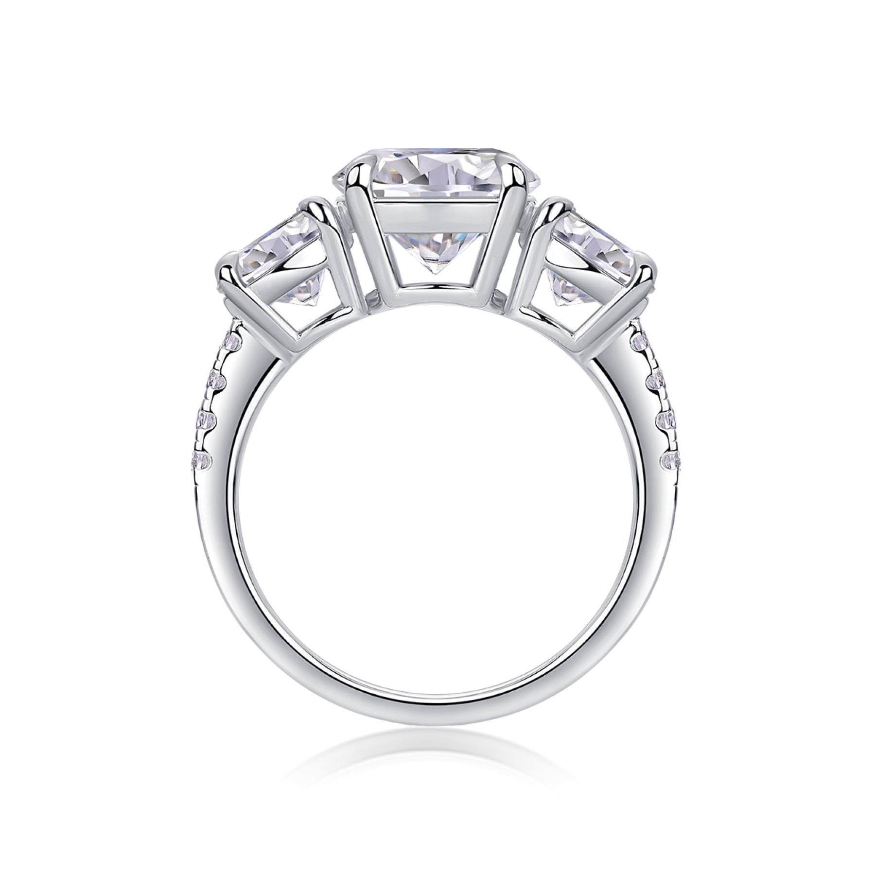 Triradiance 3 Carat Moissanite Three-Stone Ring in Sterling Silver