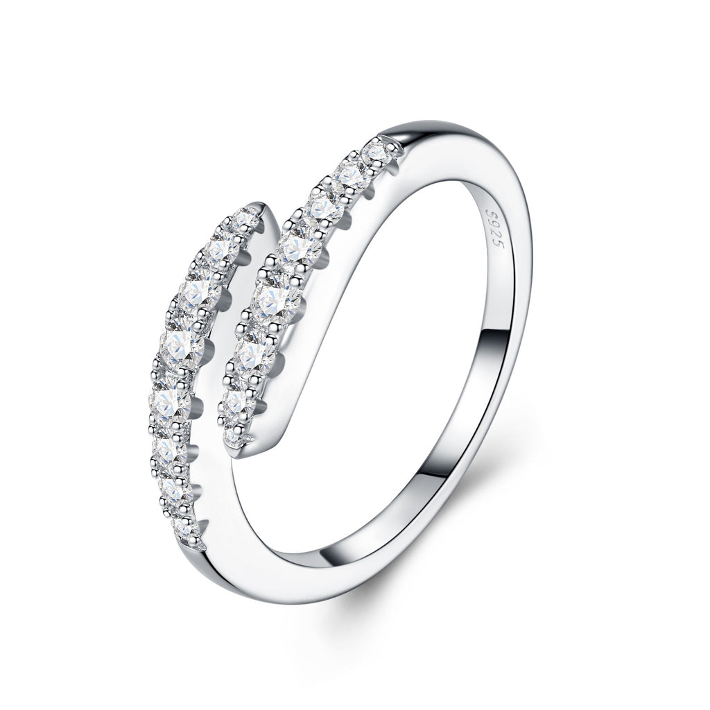 Lune Moissanite Band Ring in Sterling Silver