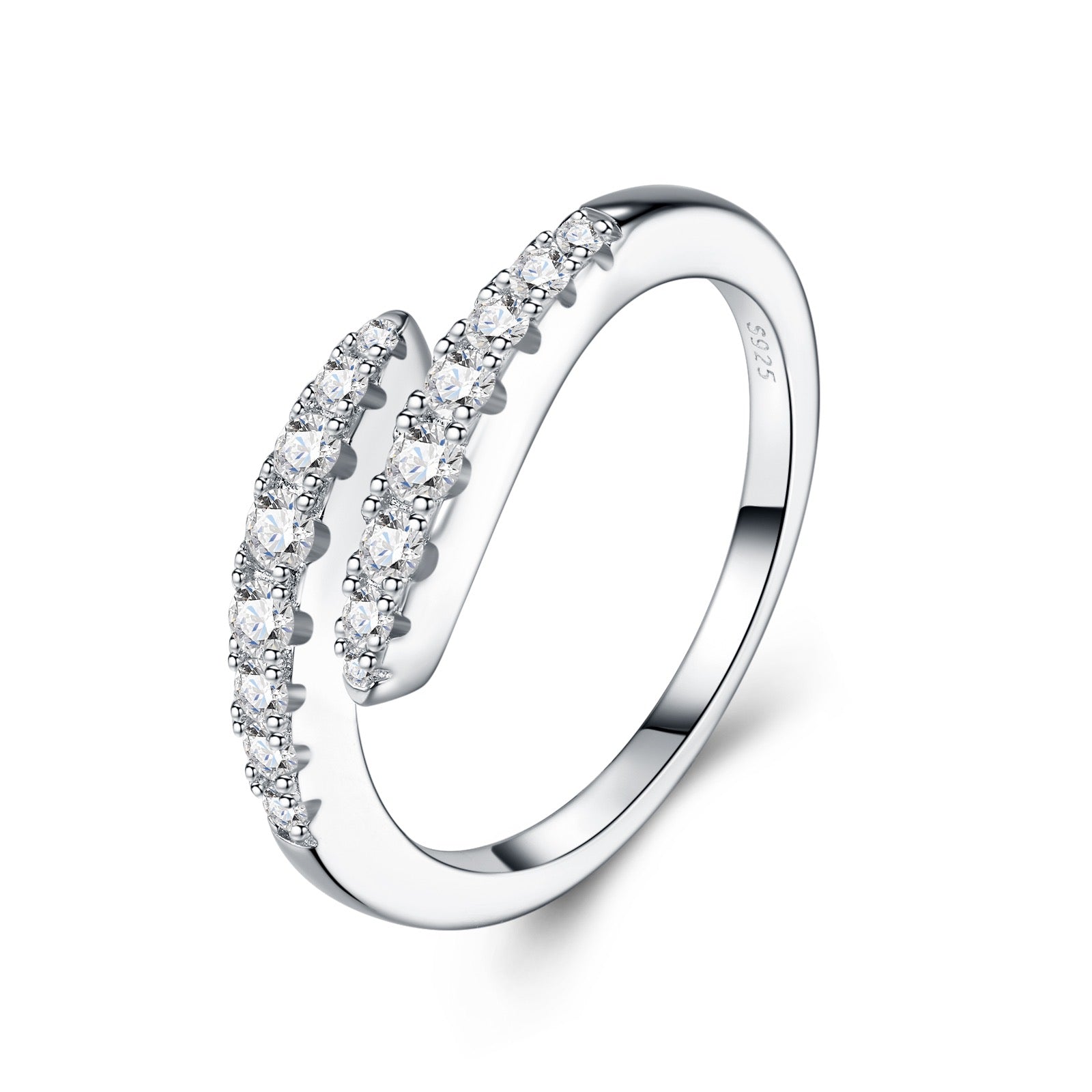 Lune Moissanite Band Ring in Sterling Silver
