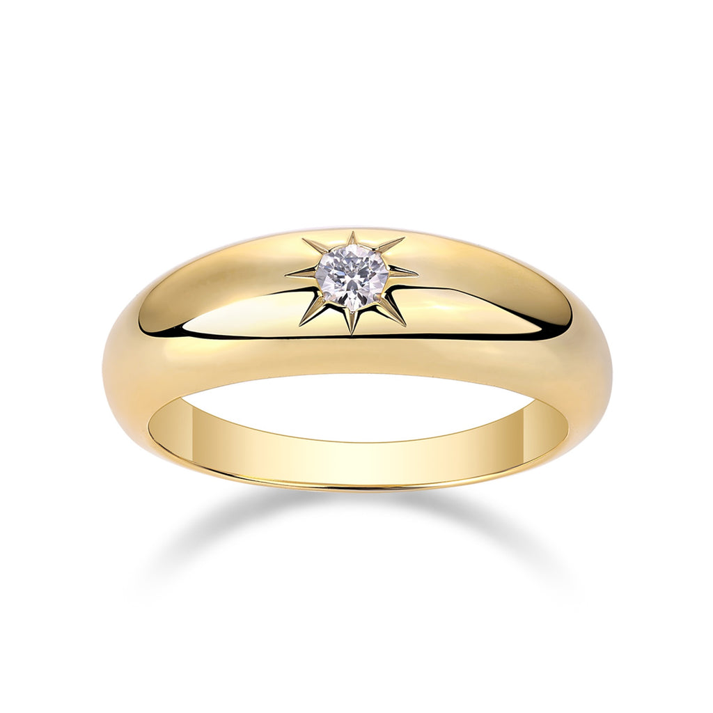 Domo Moissanite Band Ring in Gold-Tone Sterling Silver