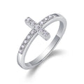 Chapel Moissanite Cross Ring in Sterling Silver