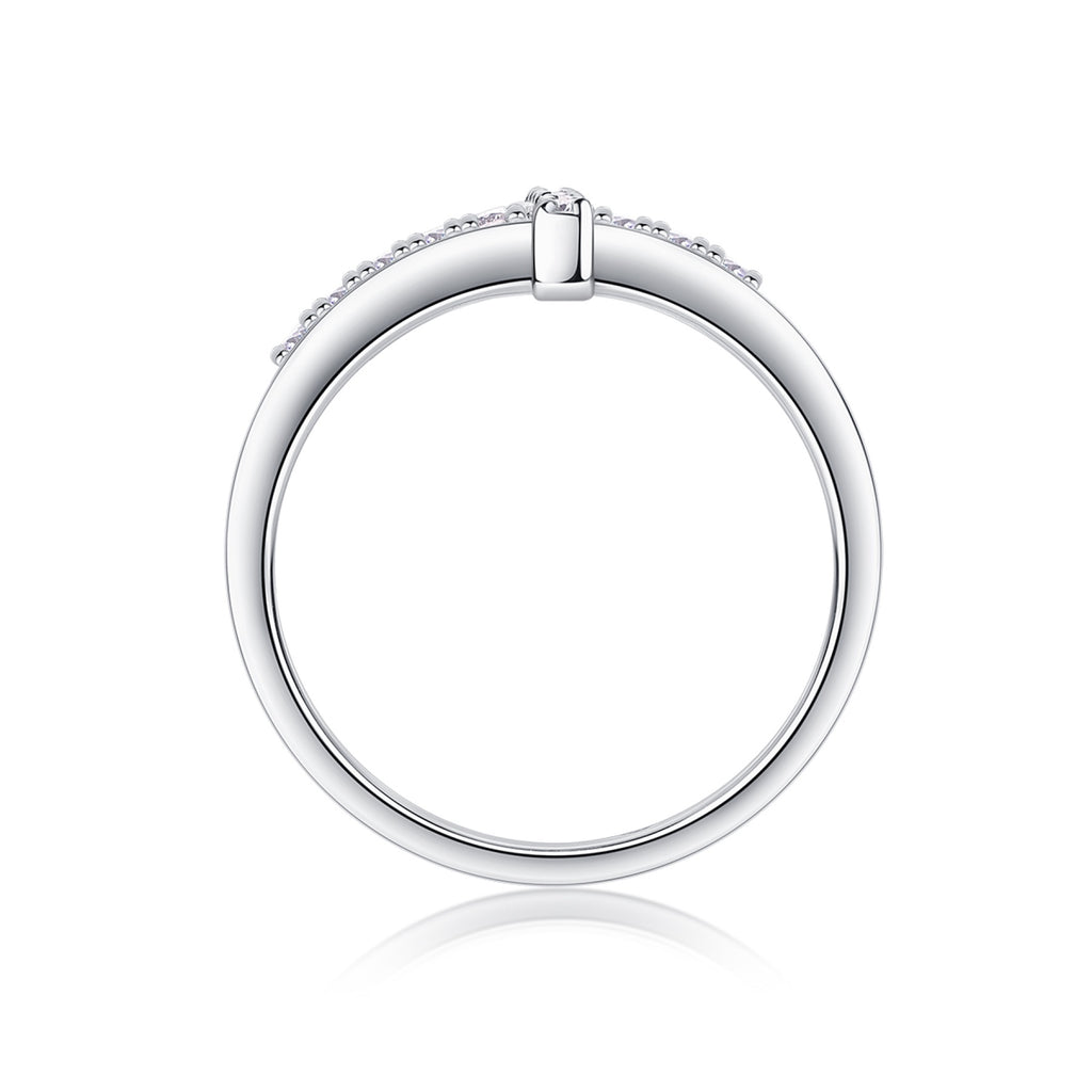 Chapel Moissanite Cross Ring in Sterling Silver