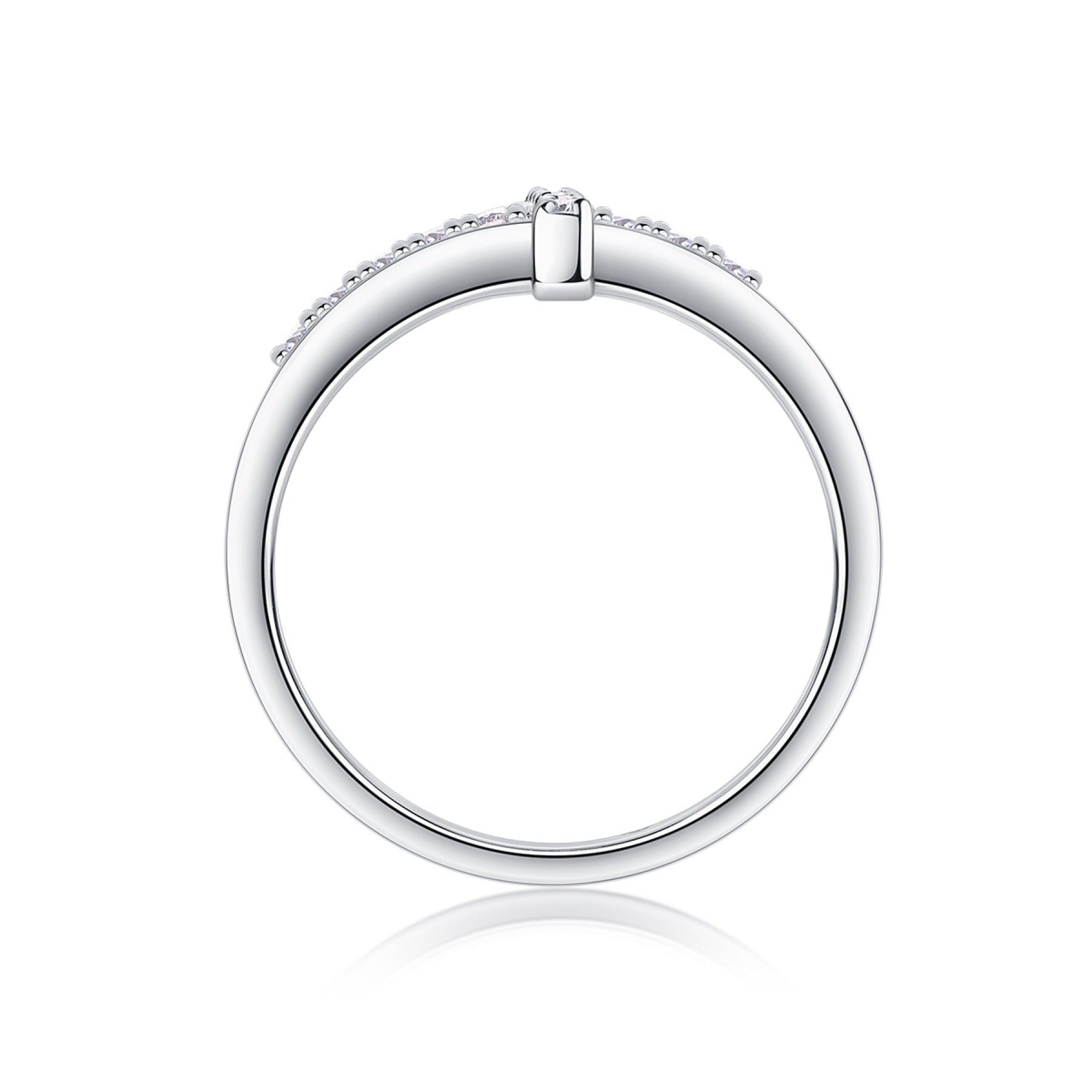 Chapel Moissanite Cross Ring in Sterling Silver