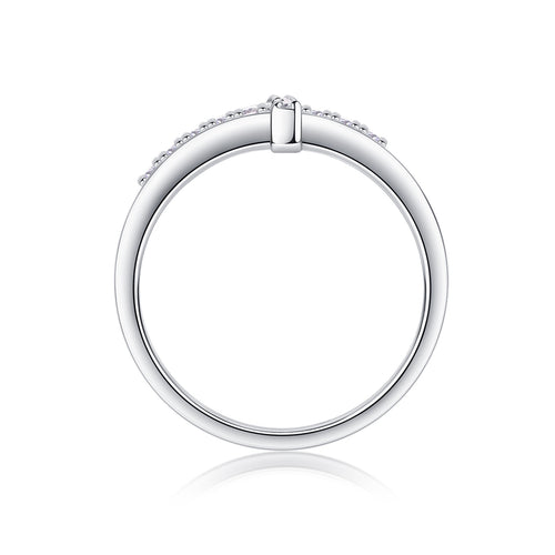 Chapel Moissanite Cross Ring in Sterling Silver