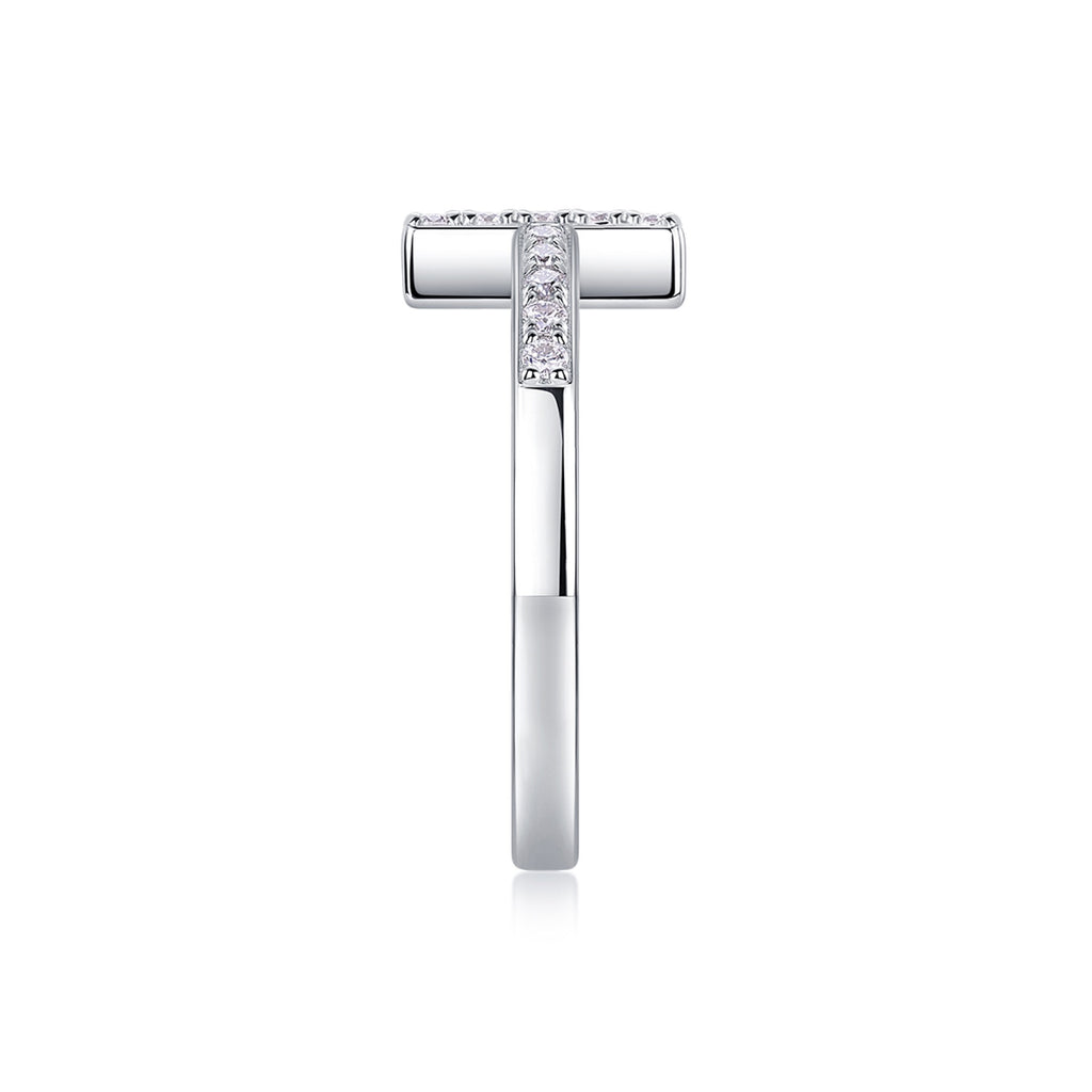 Chapel Moissanite Cross Ring in Sterling Silver