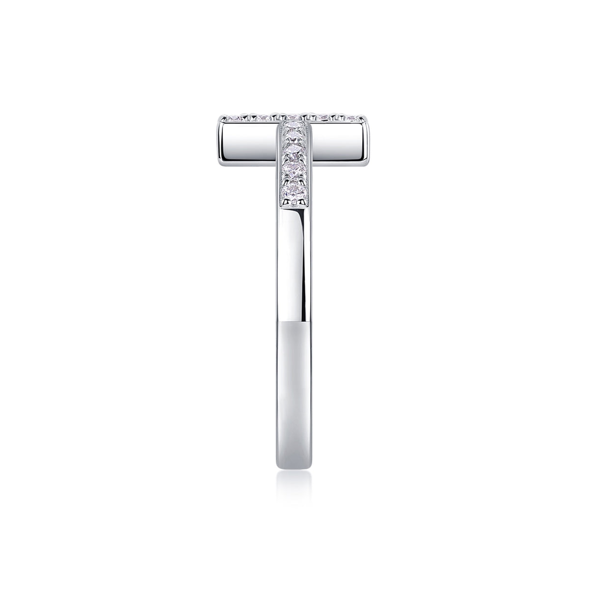 Chapel Moissanite Cross Ring in Sterling Silver