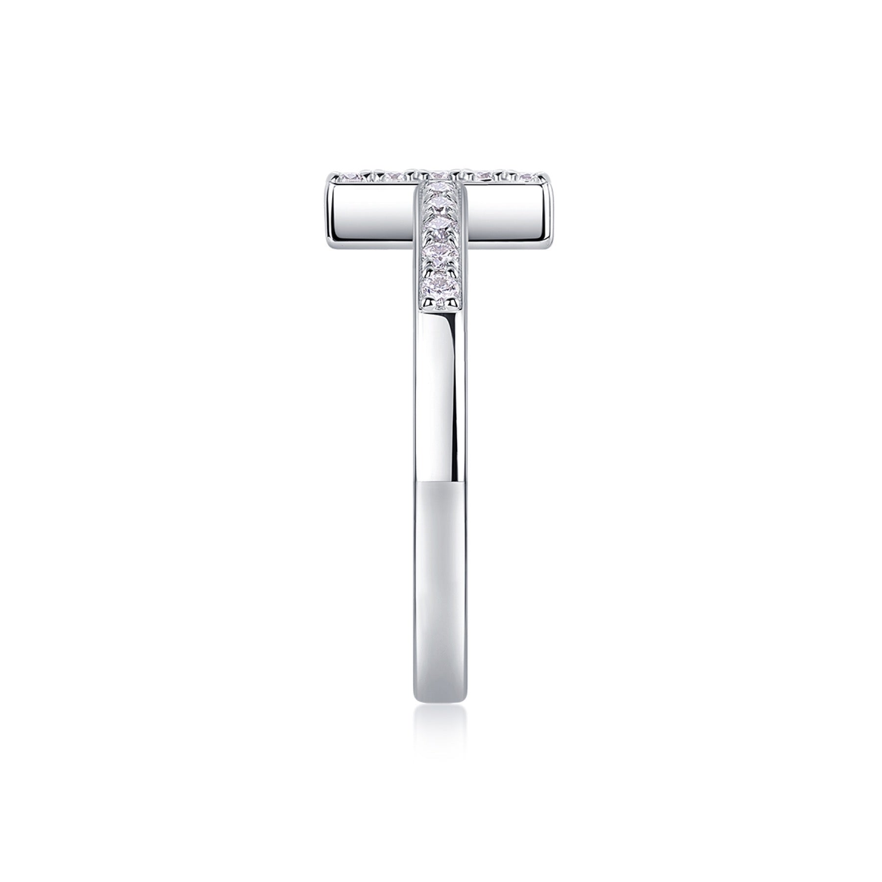 Chapel Moissanite Cross Ring in Sterling Silver