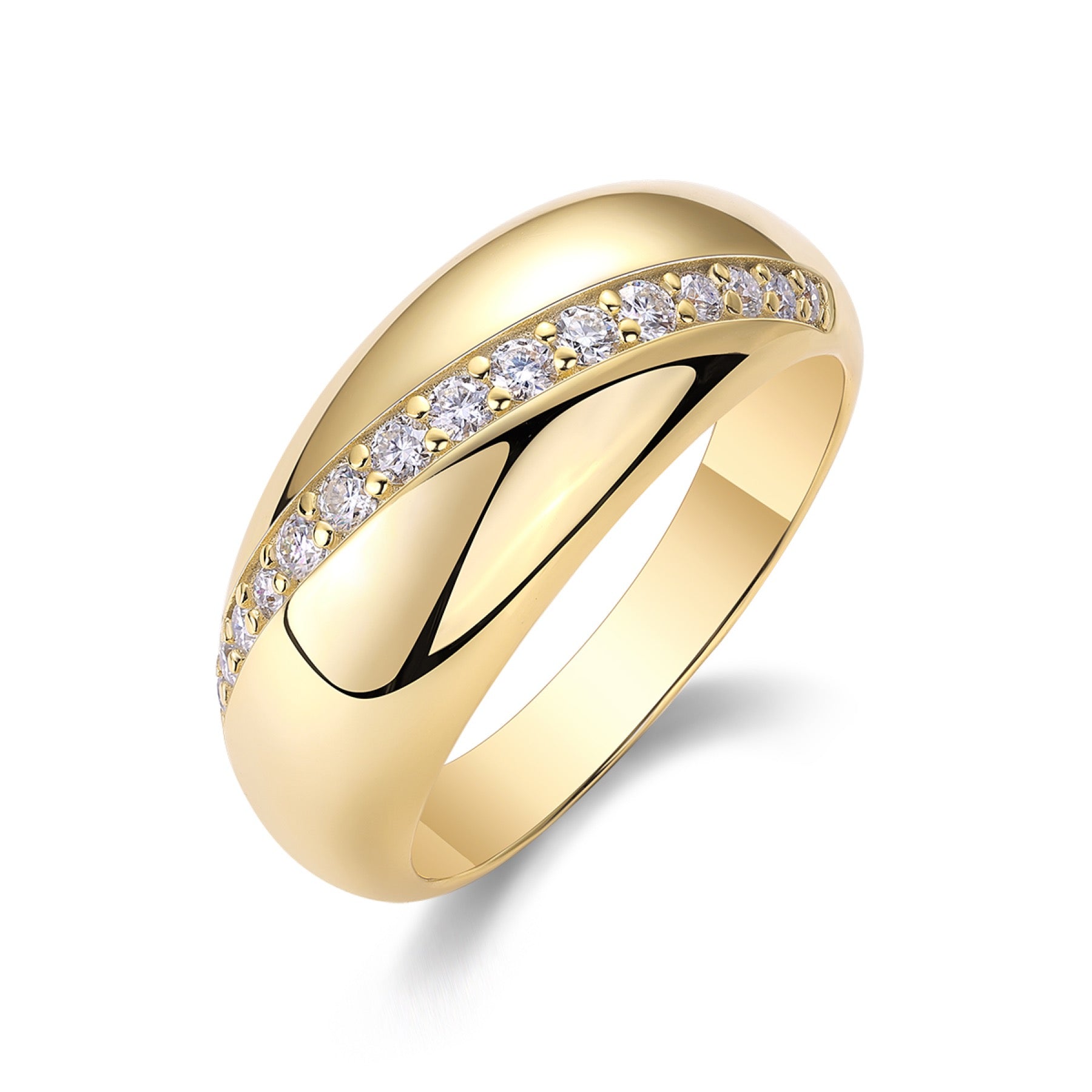 Barra Moissanite Band Ring in Gold-Tone Sterling Silver
