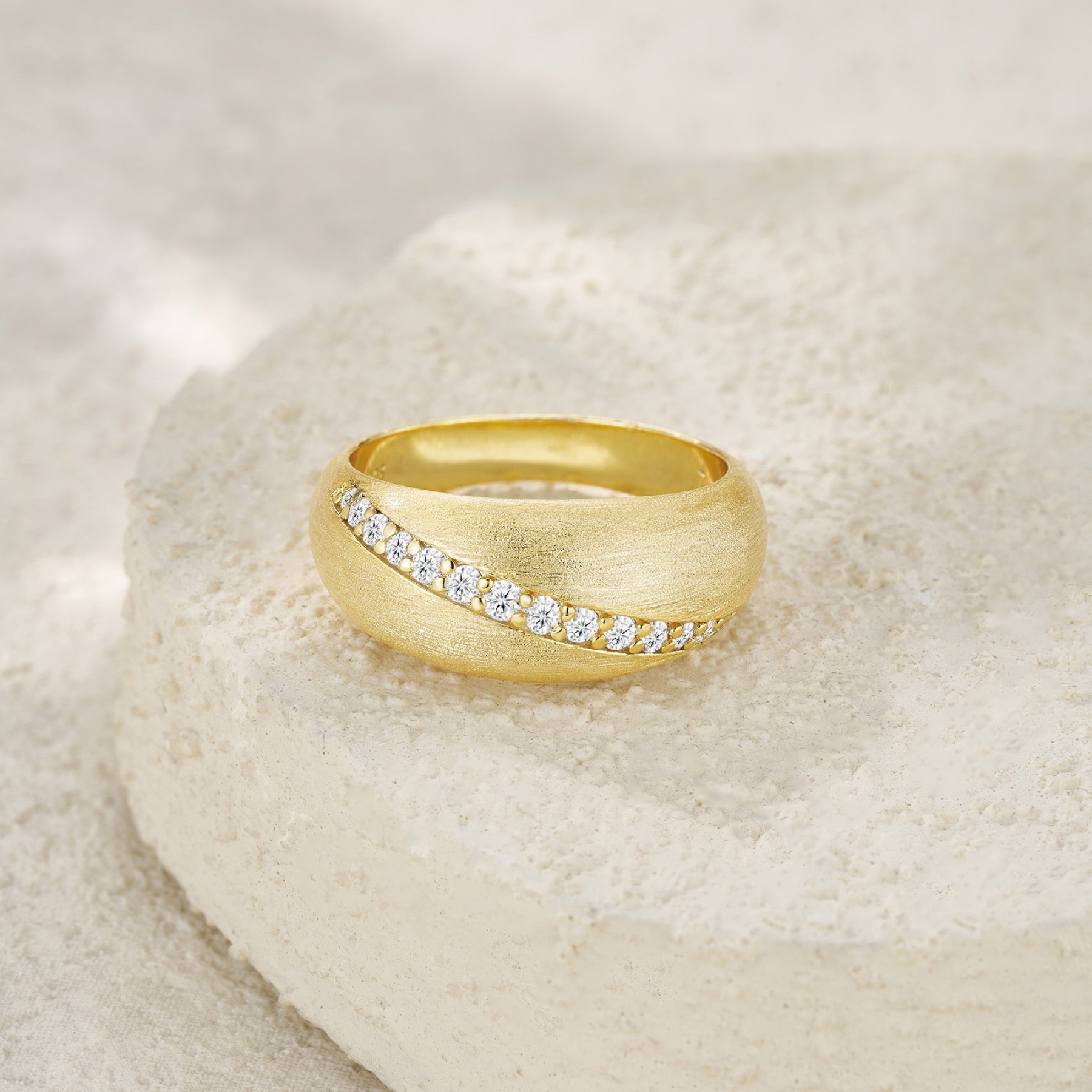 Barra Moissanite Band Ring in Gold-Tone Sterling Silver