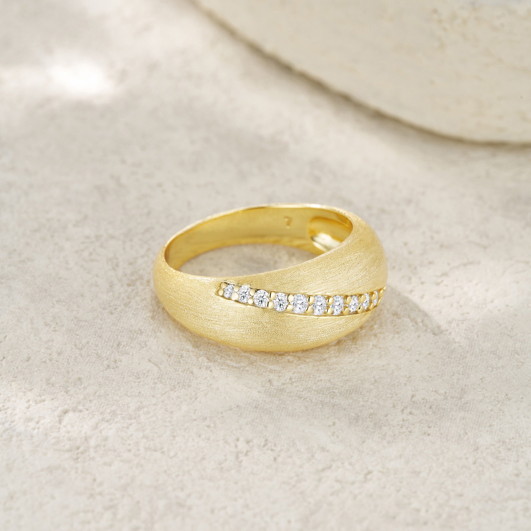 Barra Moissanite Band Ring in Gold-Tone Sterling Silver