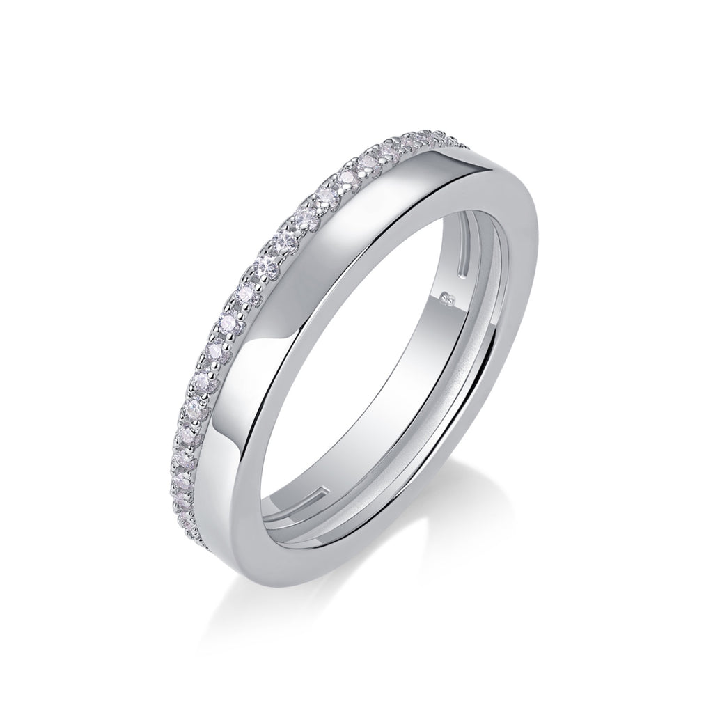 Twinring Moissanite Band Ring in Sterling Silver