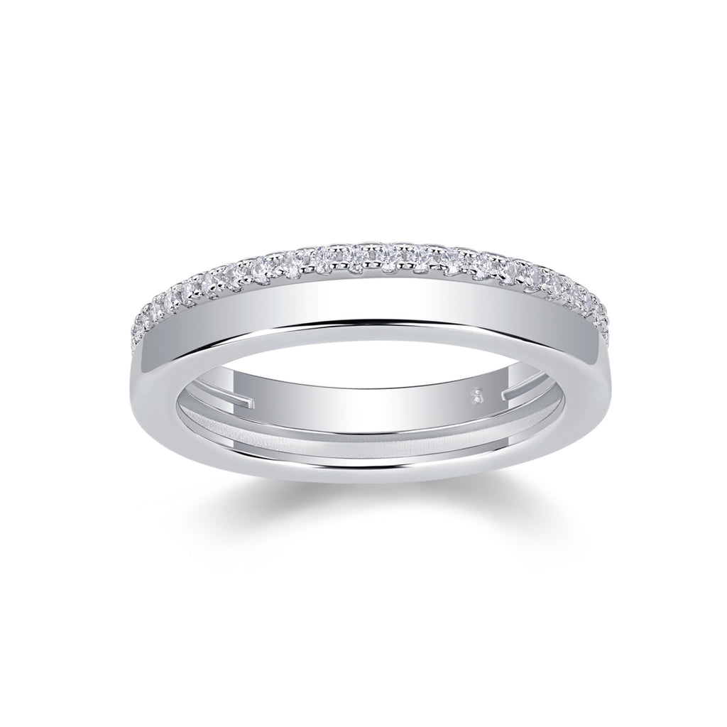 Twinring Moissanite Band Ring in Sterling Silver