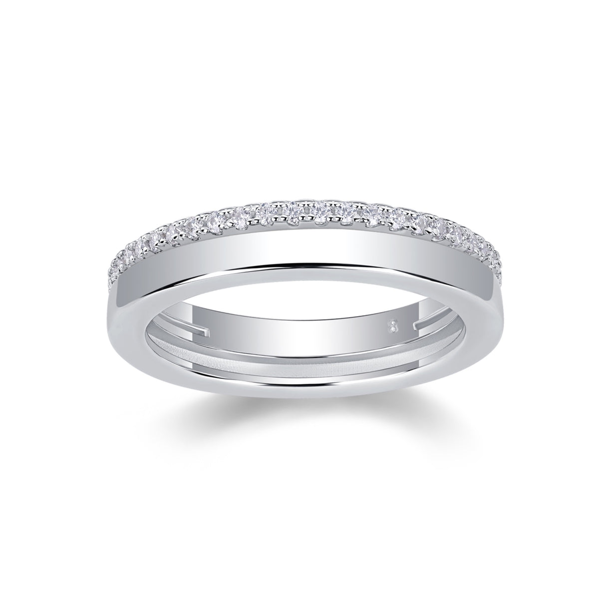 Twinring Moissanite Band Ring in Sterling Silver