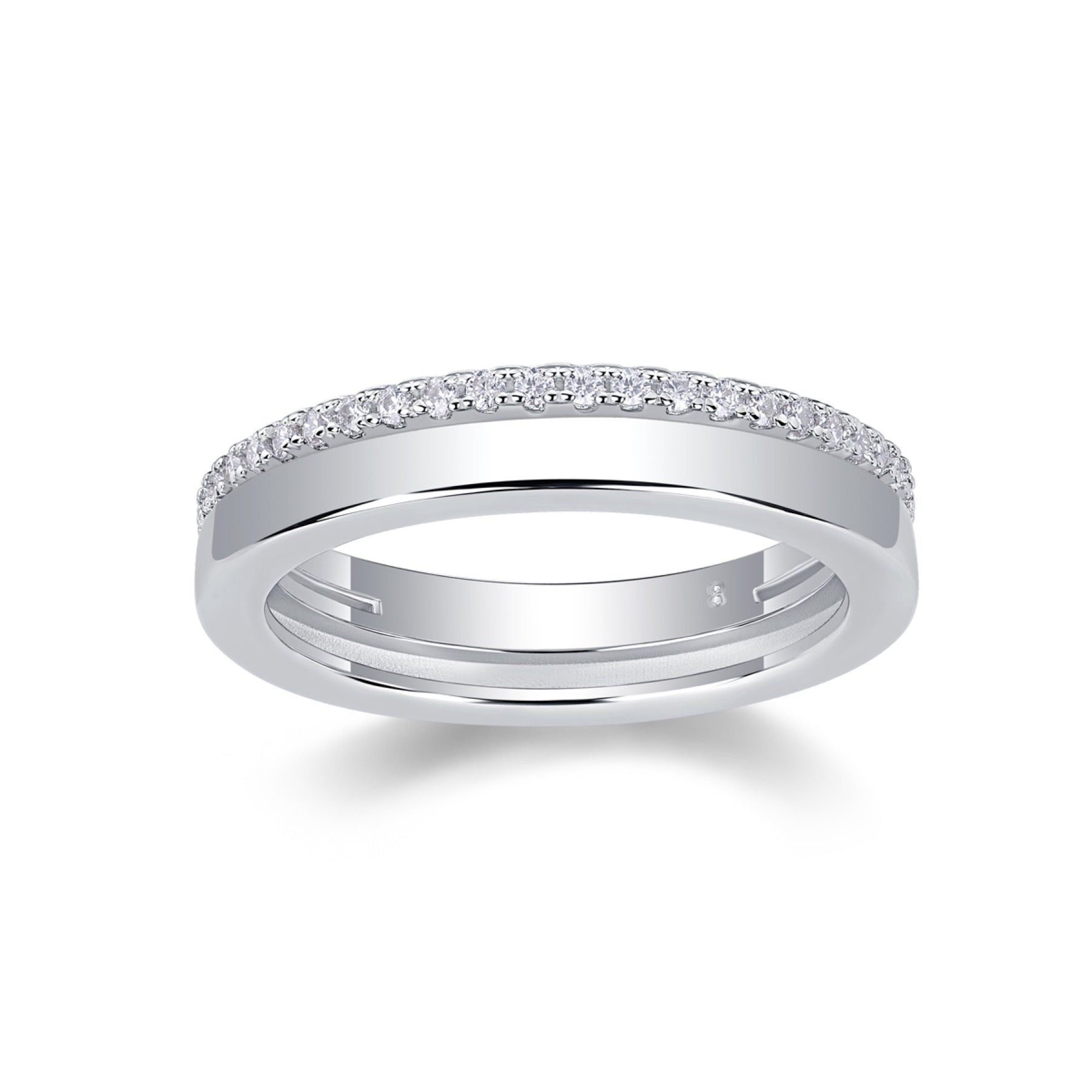 Twinring Moissanite Band Ring in Sterling Silver