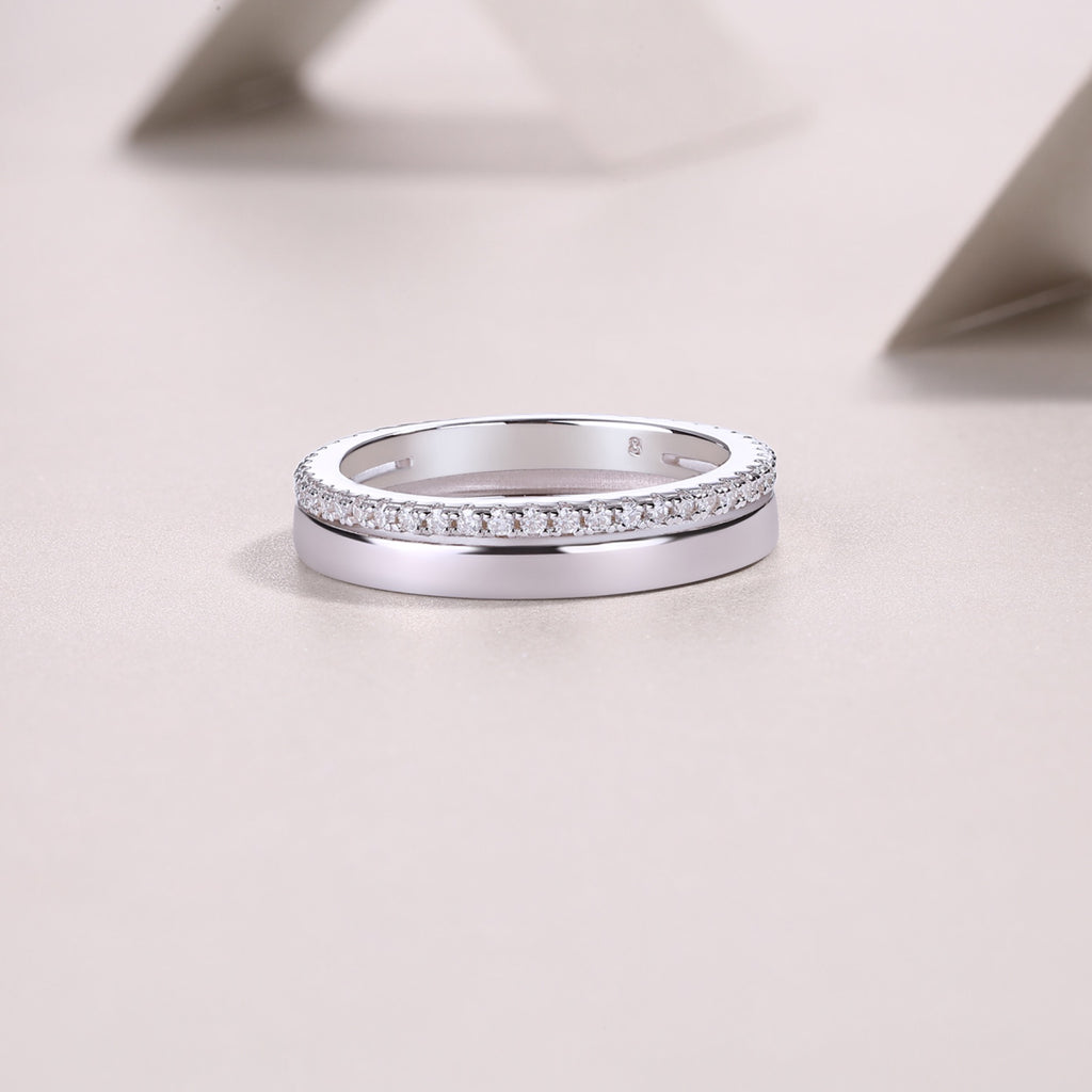 Twinring Moissanite Band Ring in Sterling Silver