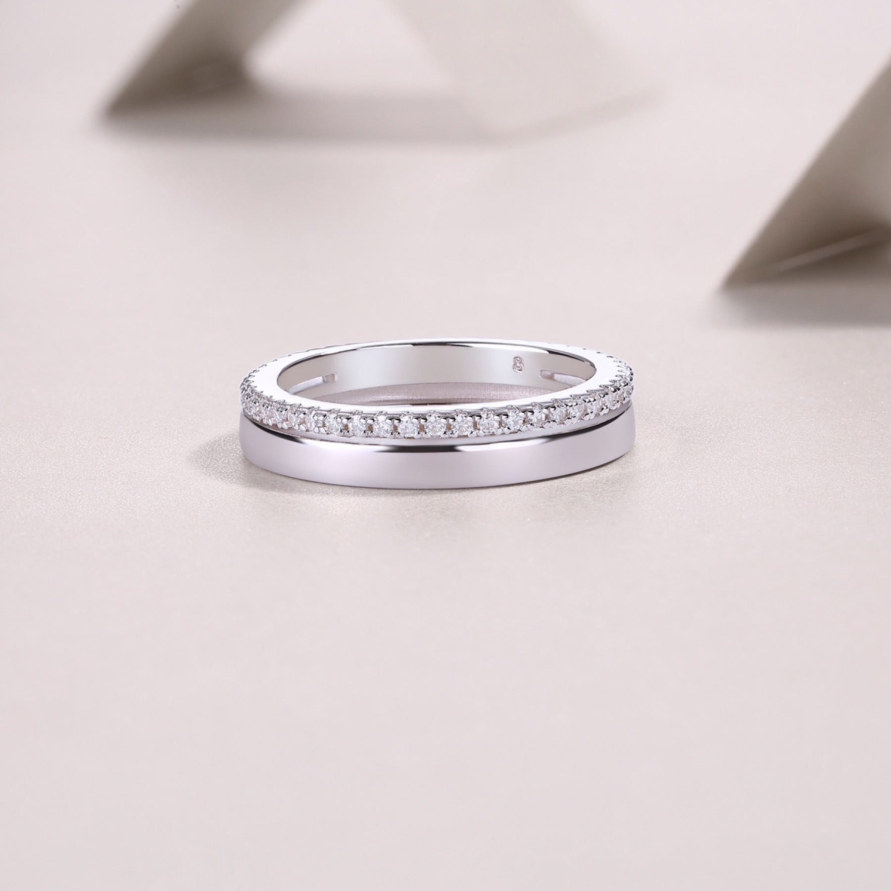 Twinring Moissanite Band Ring in Sterling Silver