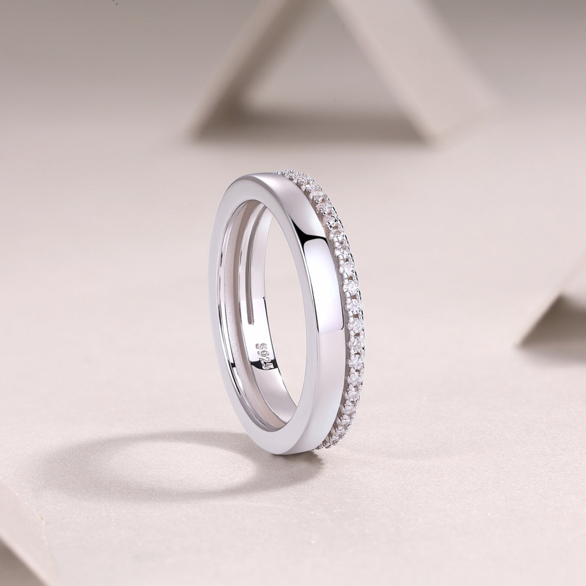 Twinring Moissanite Band Ring in Sterling Silver