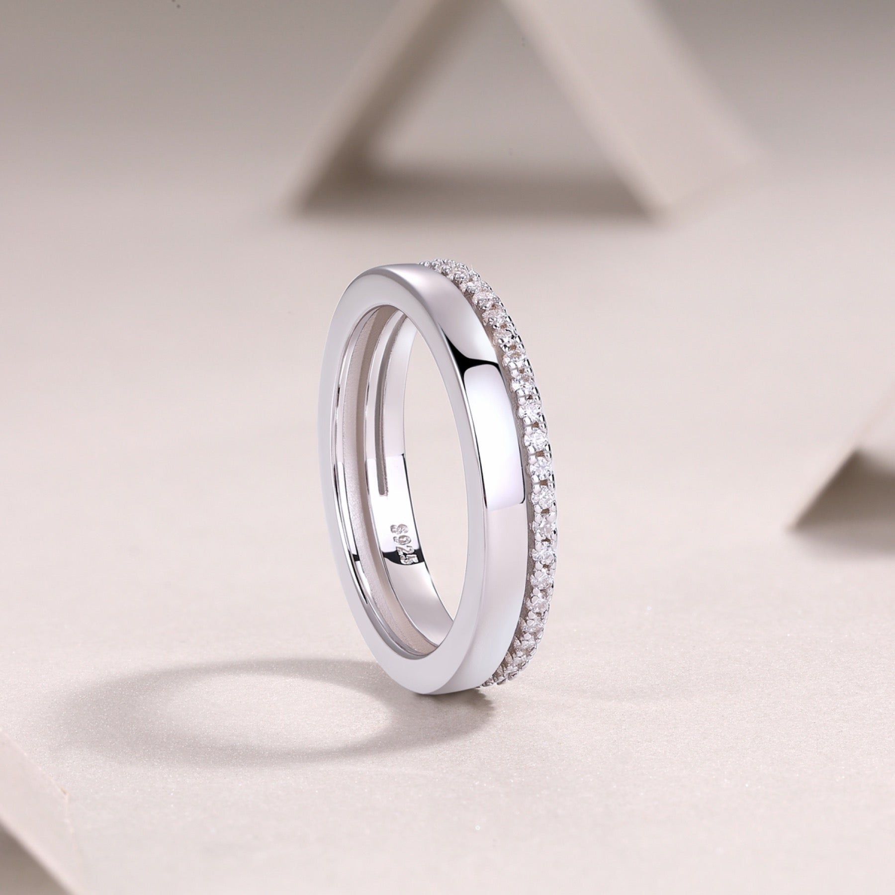 Twinring Moissanite Band Ring in Sterling Silver