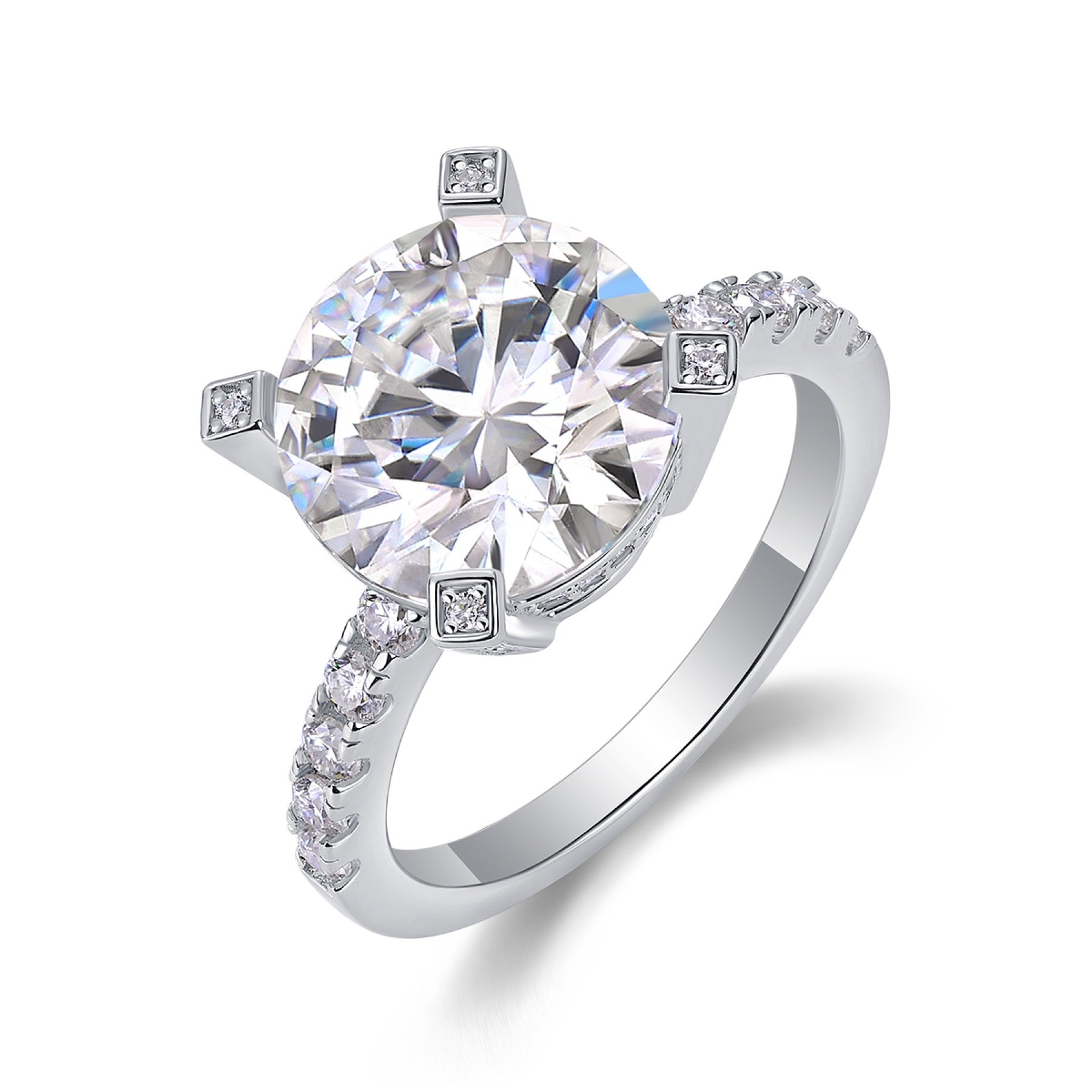 Splendor 5 Carat Moissanite Solitaire Ring in Sterling Silver