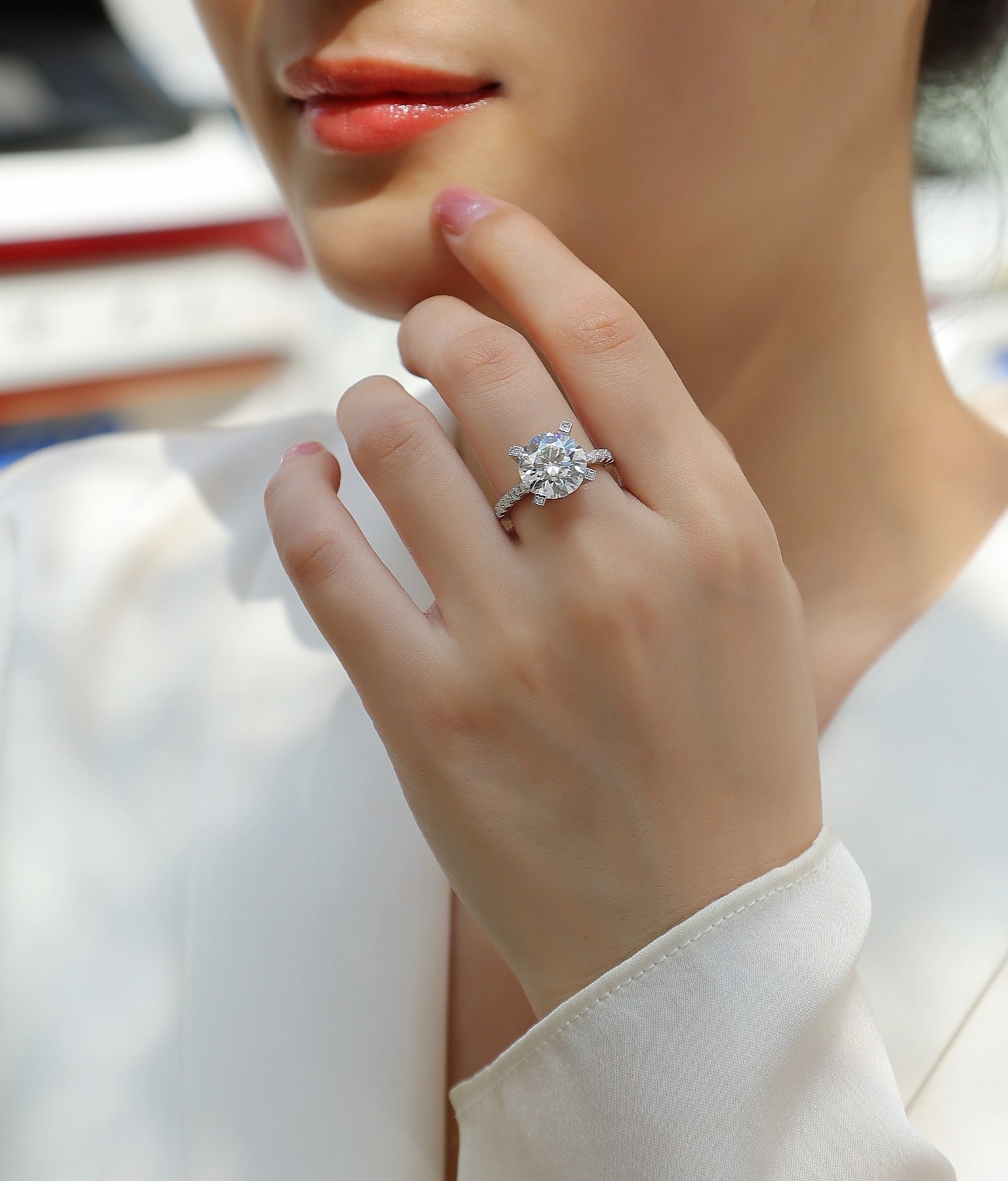 Splendor 5 Carat Moissanite Solitaire Ring in Sterling Silver