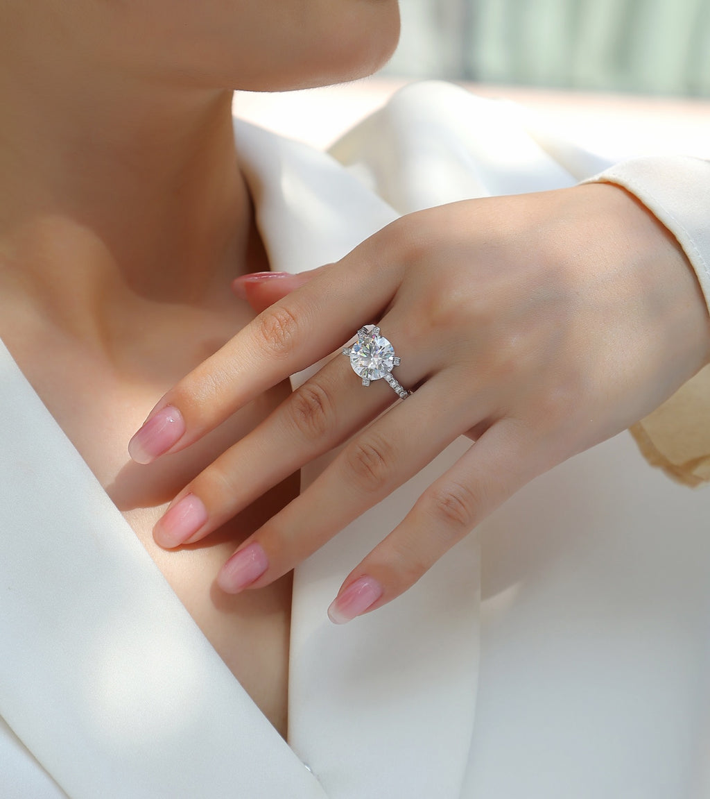 Splendor 5 Carat Moissanite Solitaire Ring in Sterling Silver