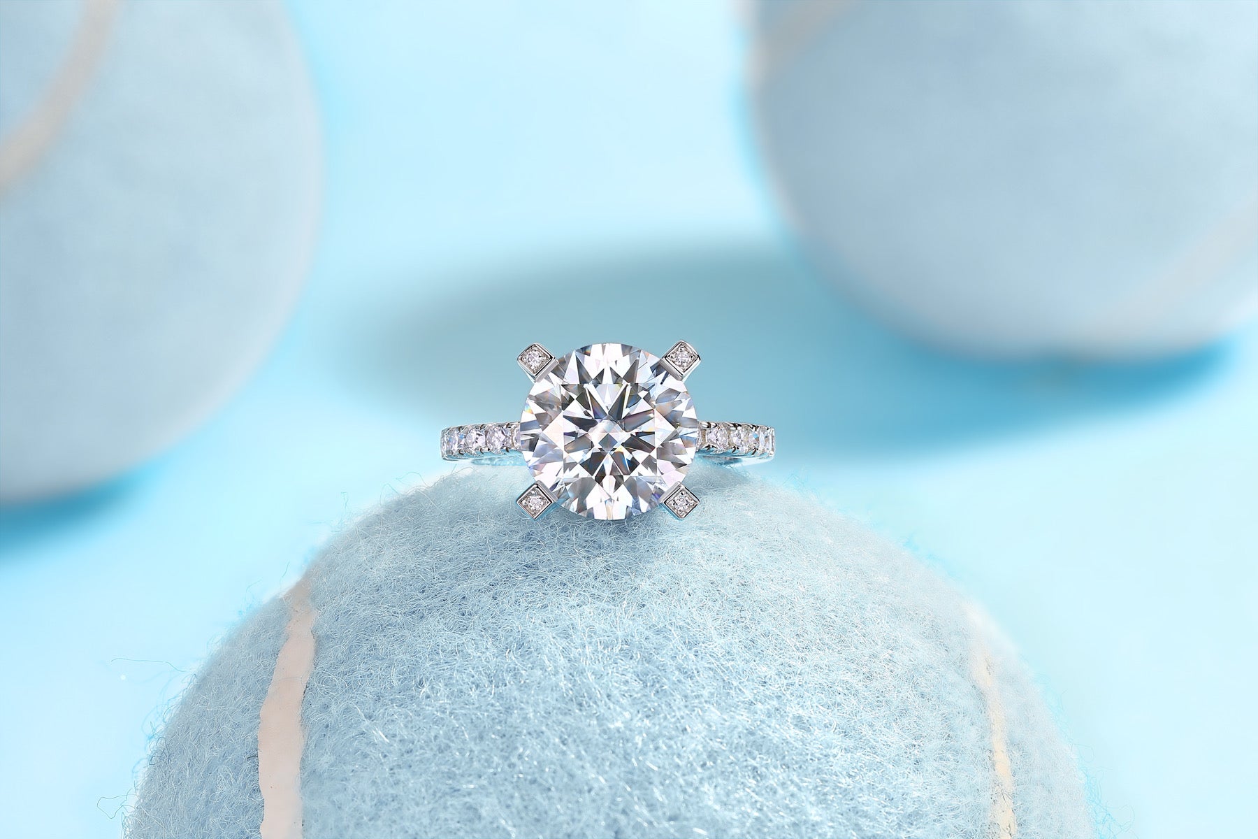 Splendor 5 Carat Moissanite Solitaire Ring in Sterling Silver