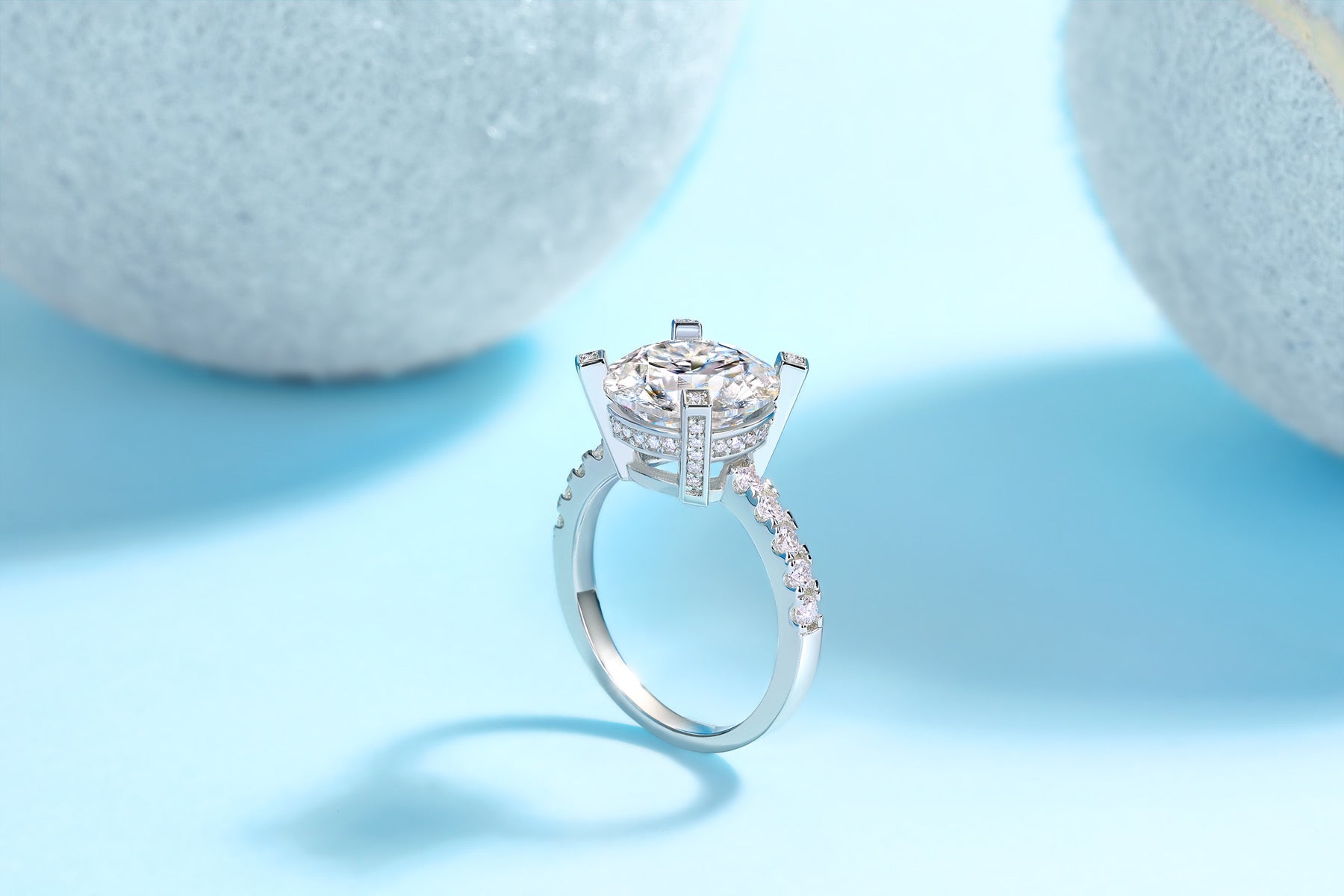 Splendor 5 Carat Moissanite Solitaire Ring in Sterling Silver