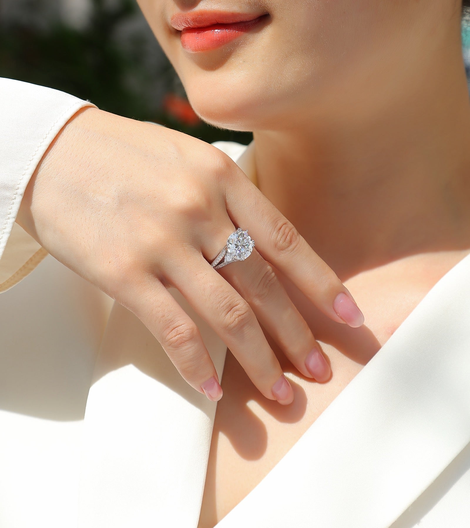 Noble Oval-Cut Moissanite Solitaire Ring in Sterling Silver